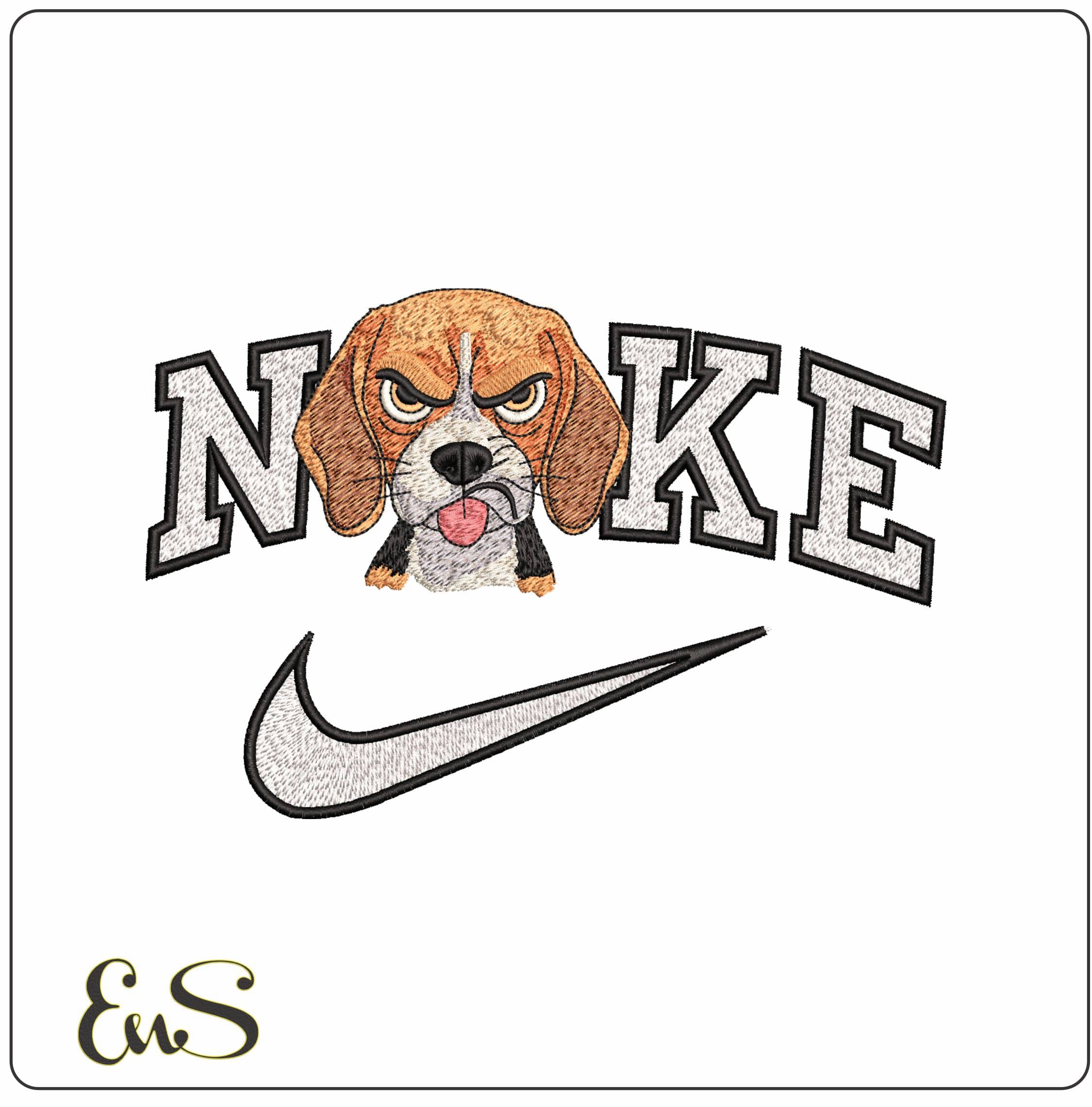 Nike Angry Dog- Elegant embroidery design file - instant download