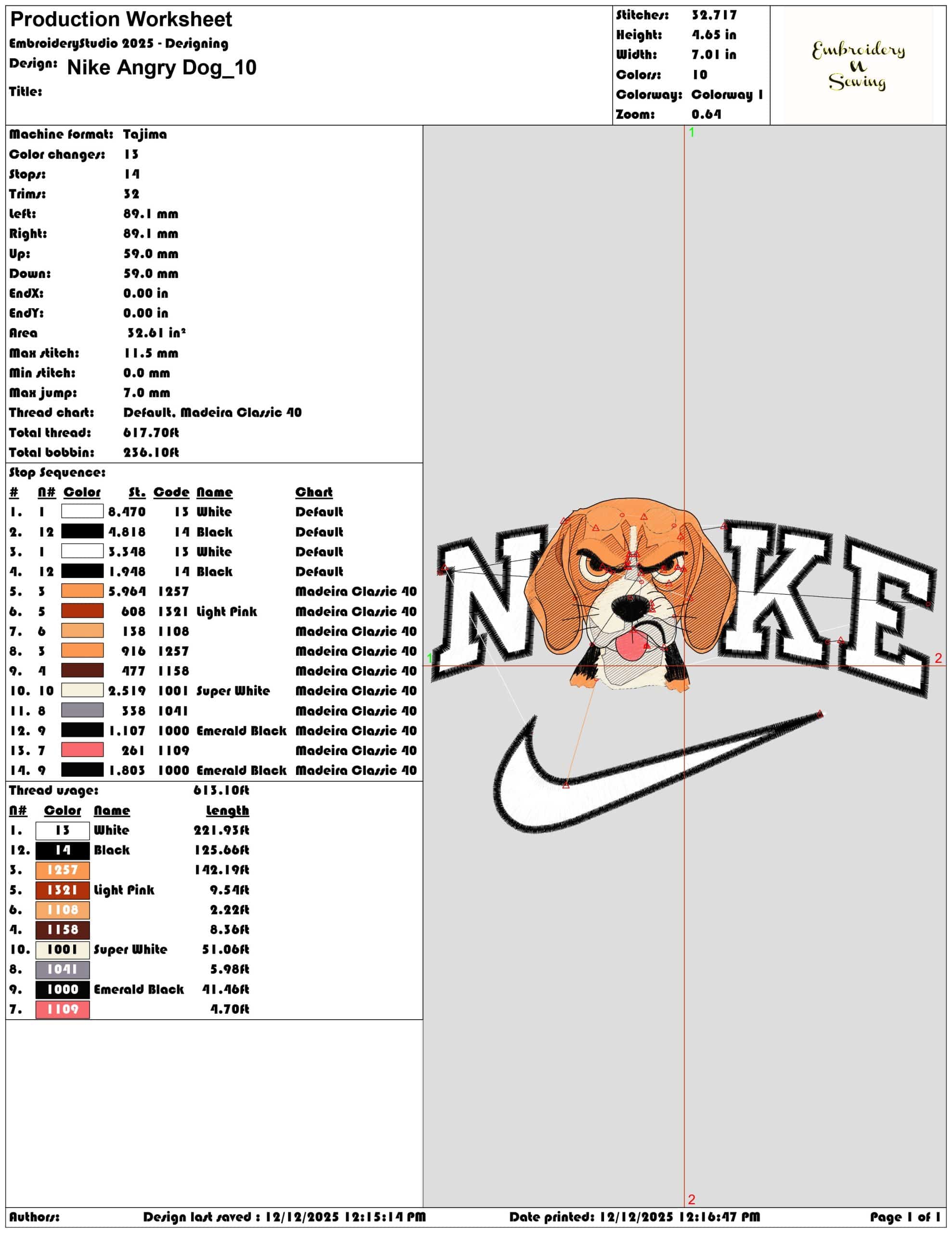 Nike Angry Dog- Elegant embroidery design file - instant download — view 3