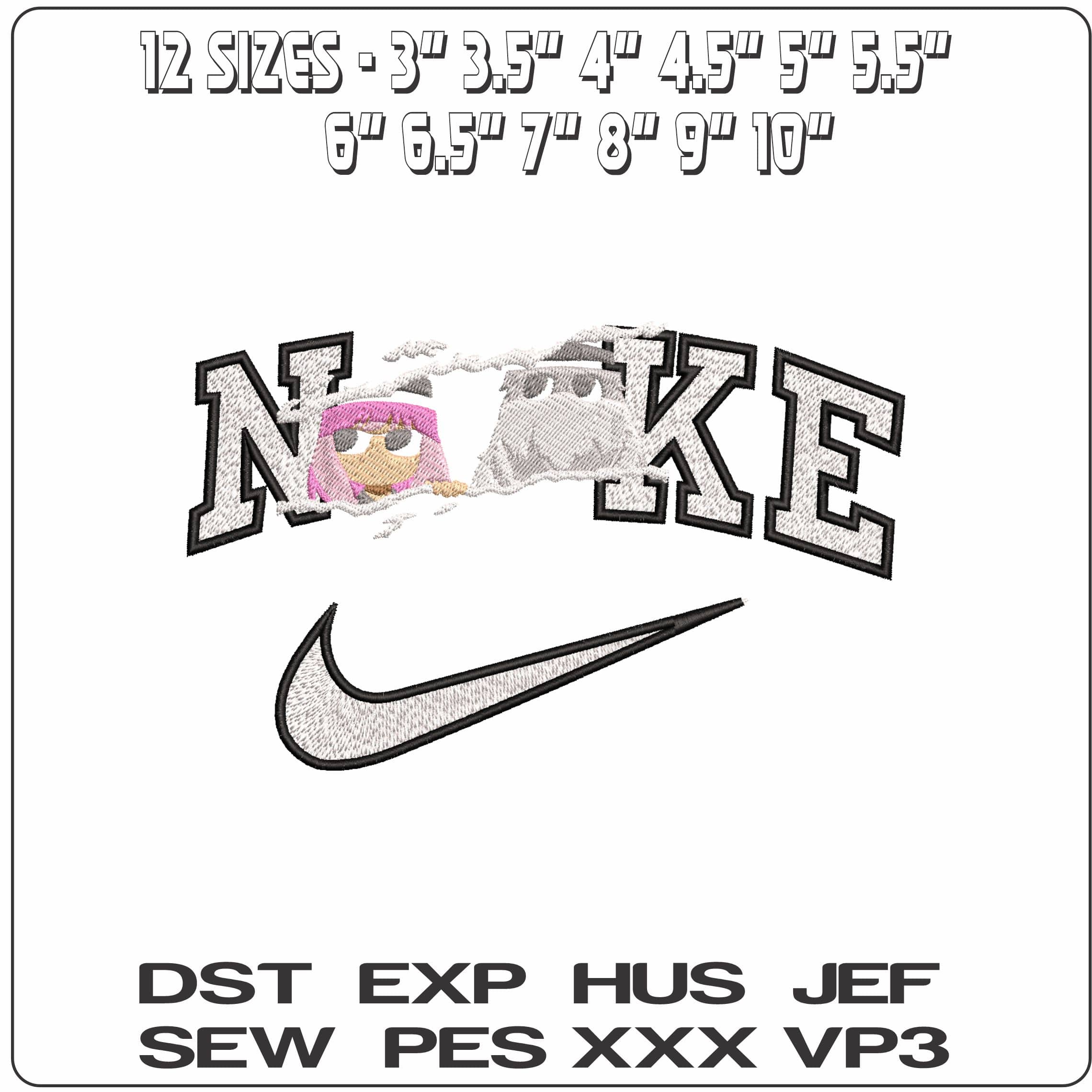 Nike Anya Forger and Bond the Dog Spy x Family Anime- Elegant embroidery design file - instant download — view 2