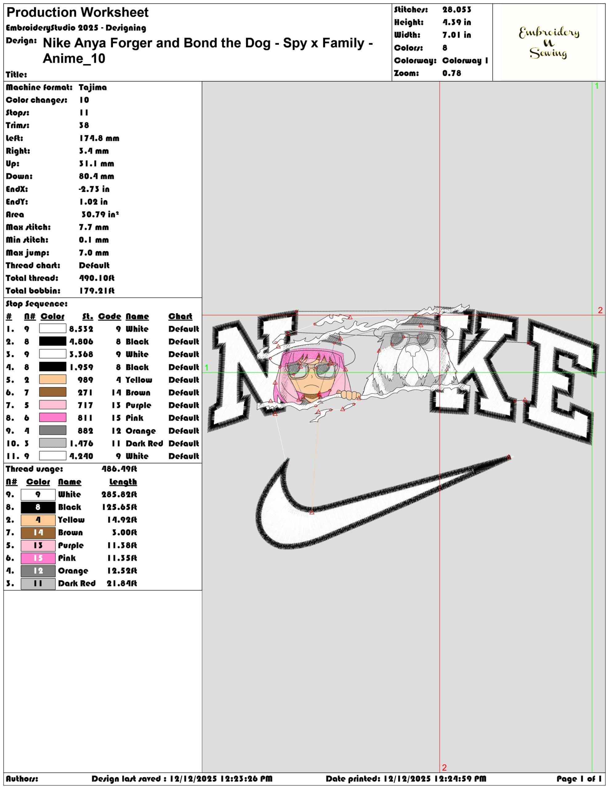 Nike Anya Forger and Bond the Dog Spy x Family Anime- Elegant embroidery design file - instant download — view 3