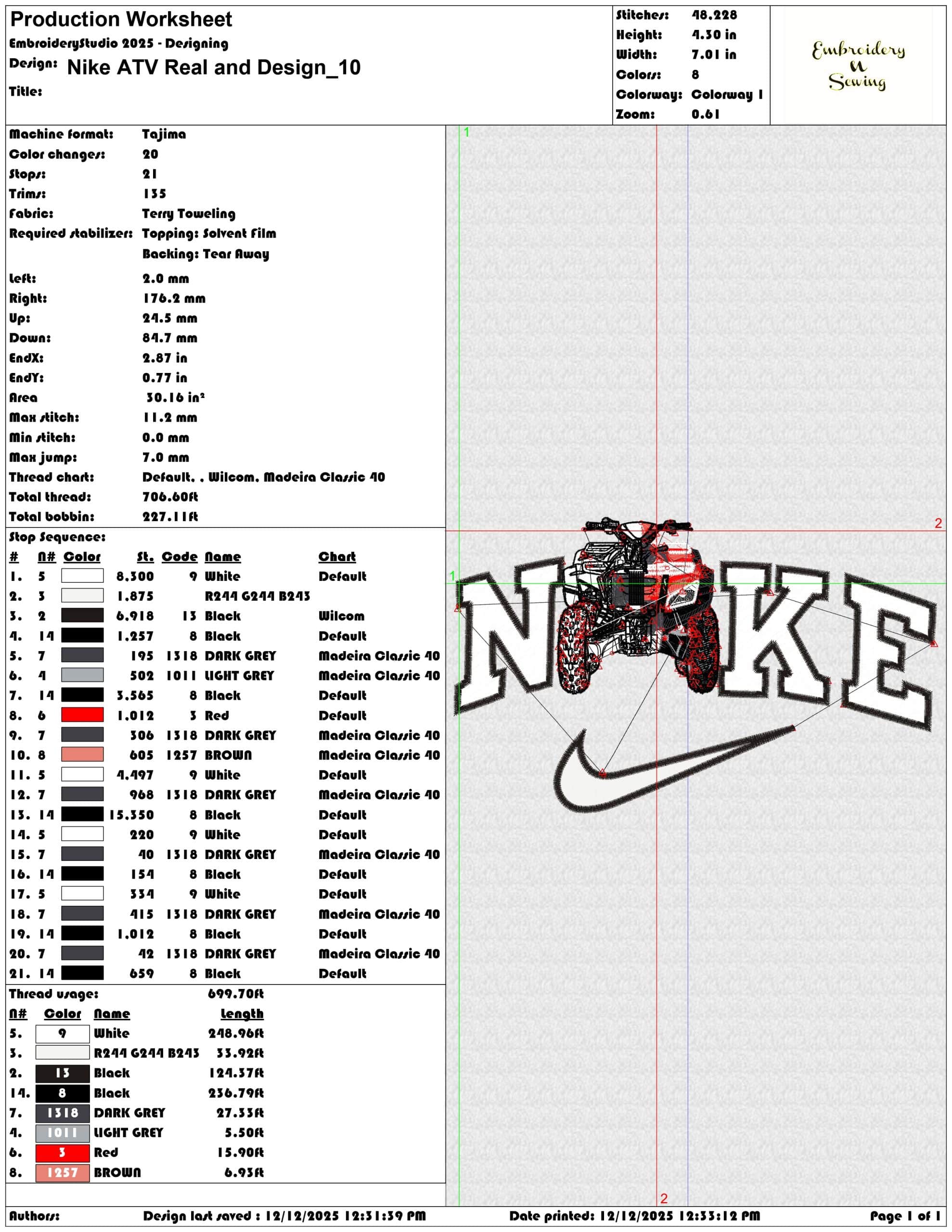 Nike ATV Real and Design- Elegant embroidery design file - instant download — view 3