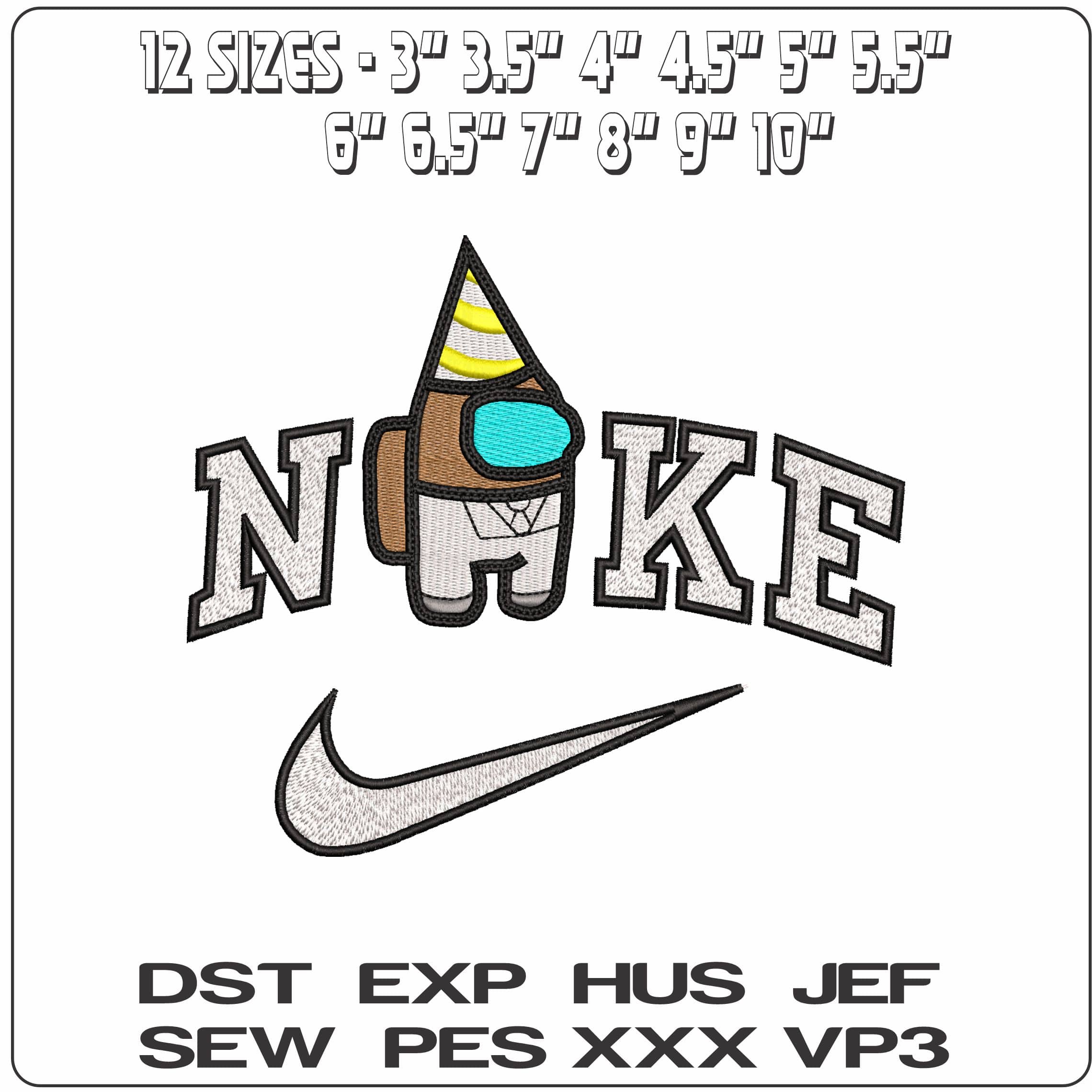 Nike Aurelio Amoung Us- Elegant embroidery design file - instant download — view 2