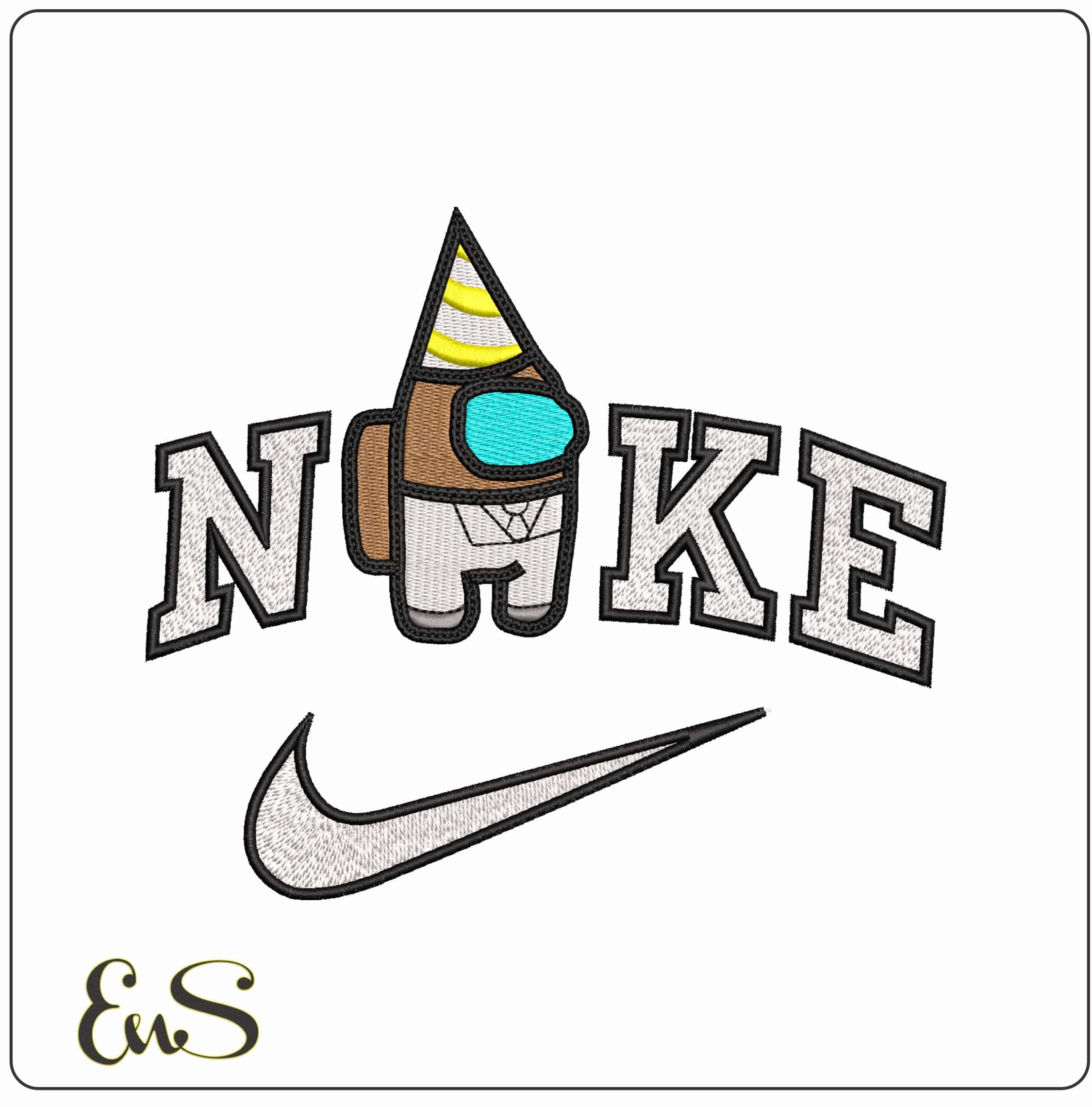 Nike Aurelio Amoung Us- Elegant embroidery design file - instant download