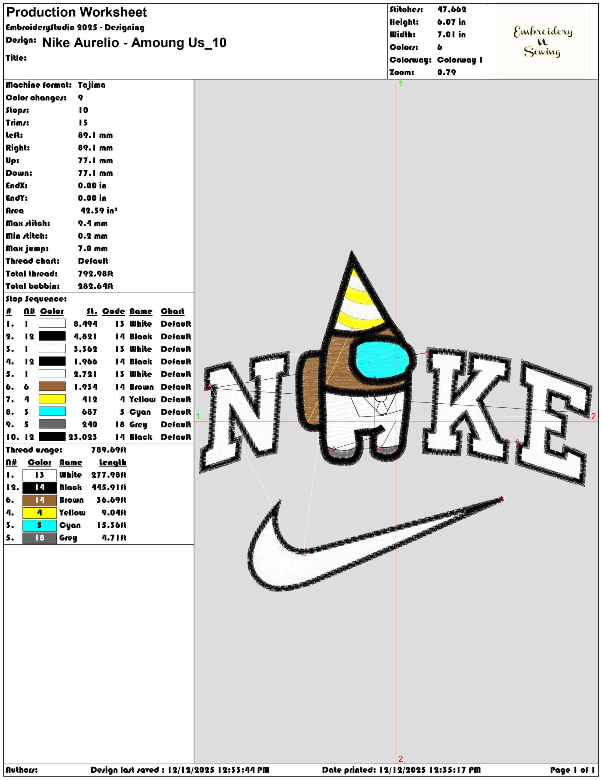 Nike Aurelio Amoung Us- Elegant embroidery design file - instant download — view 3