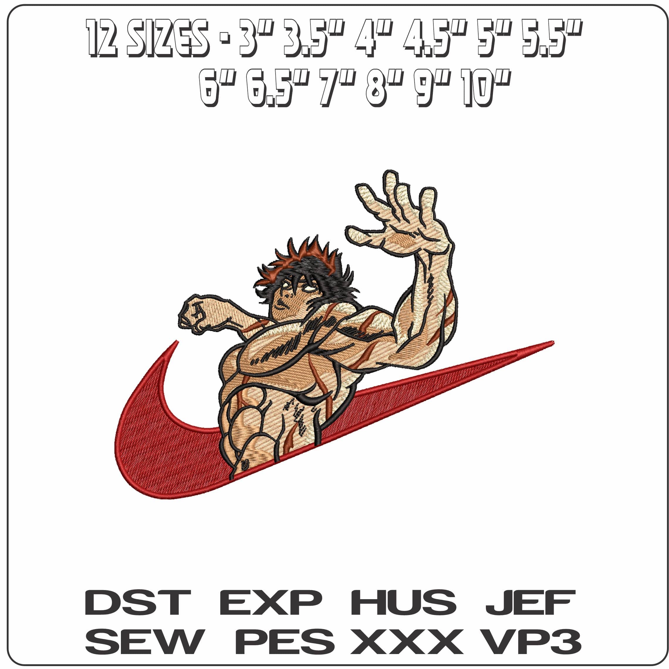 Nike Baki Hanma Baki the Grappler Anime- Elegant embroidery design file - instant download — view 2