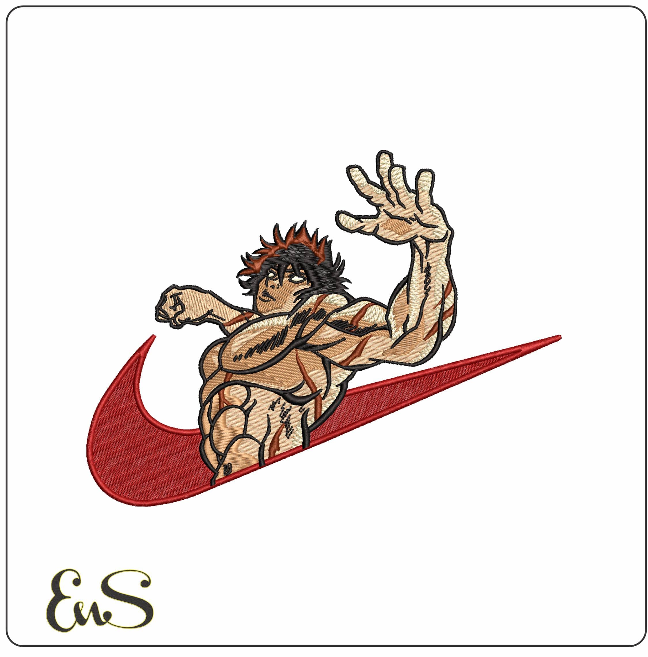 Nike Baki Hanma Baki the Grappler Anime- Elegant embroidery design file - instant download