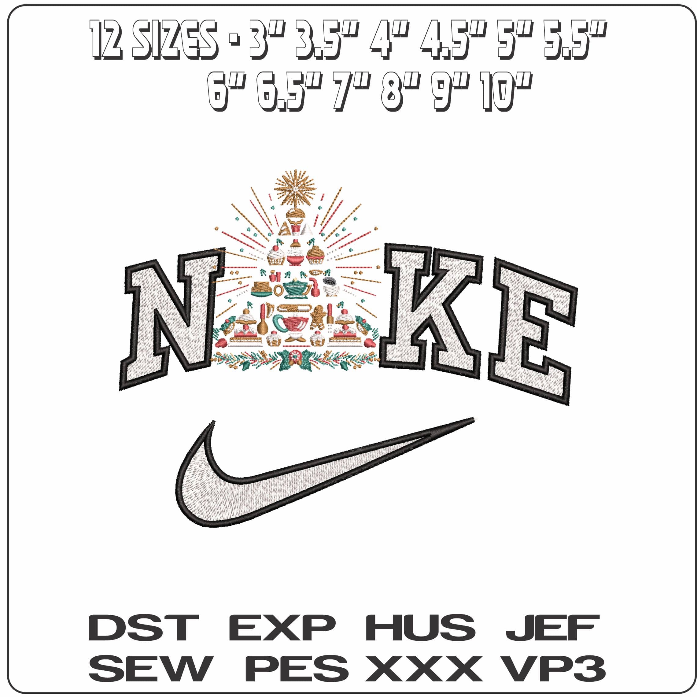 Nike Baking Christmas Tree- Elegant embroidery design file - instant download — view 2