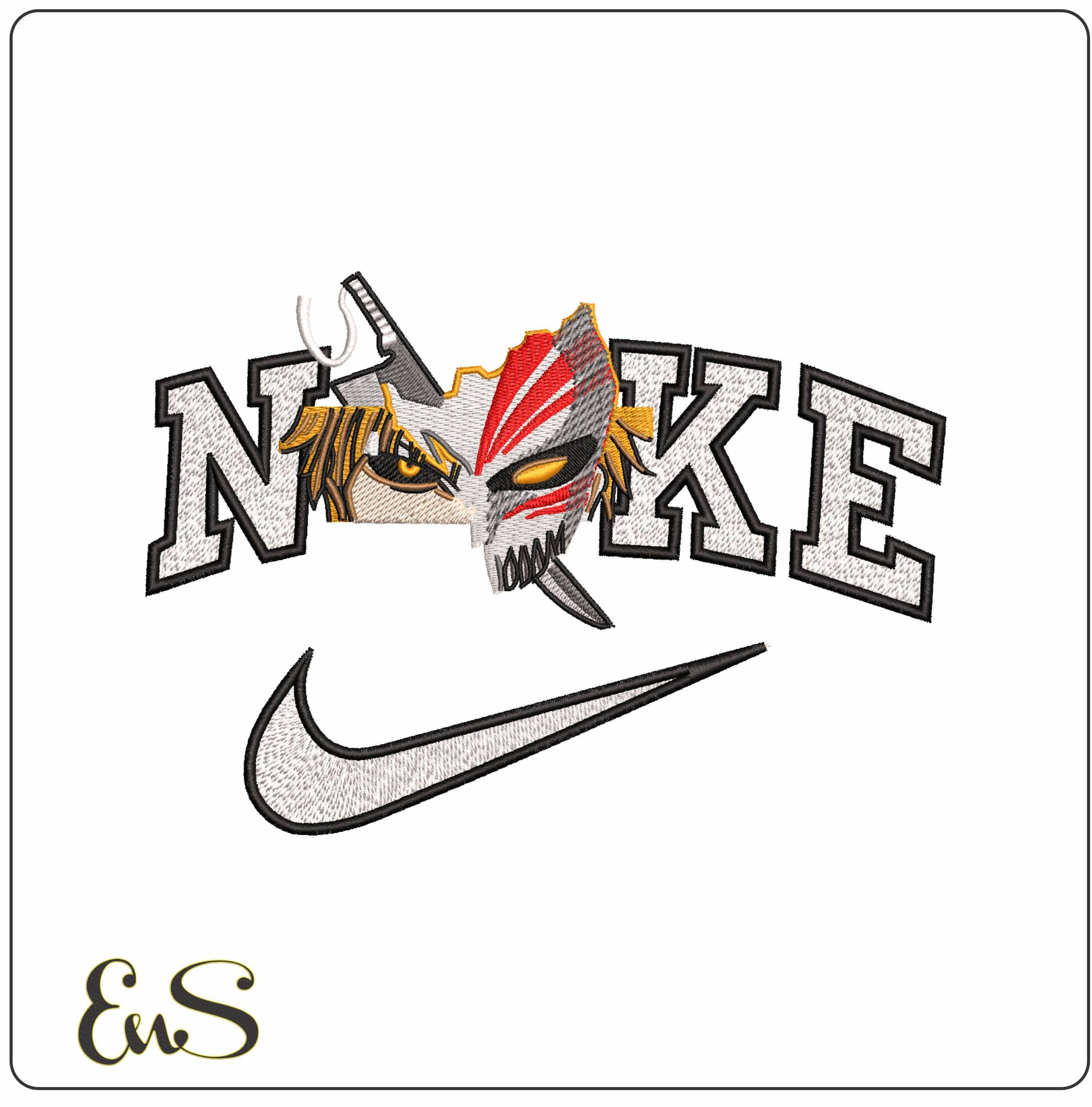 Nike Bankai Ichigo Kurosaki Hollow Mask Anime- Elegant embroidery design file - instant download