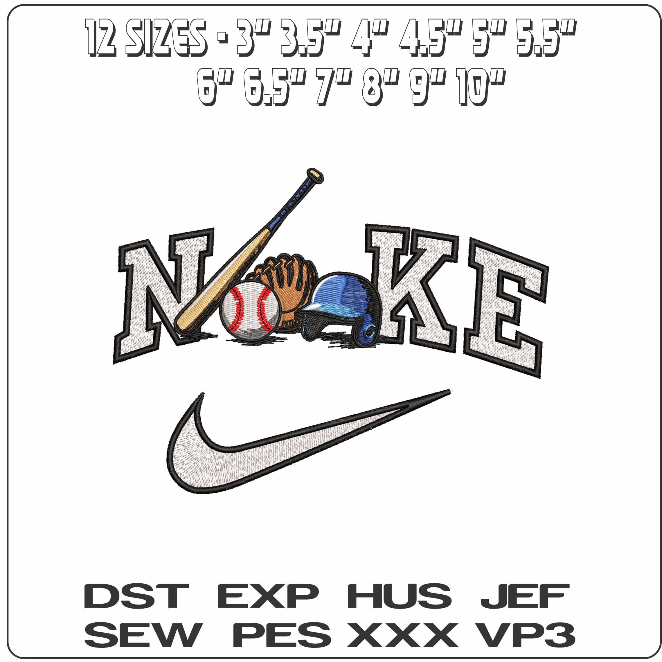 Nike Baseball Equipment - Elegant embroidery design file - instant download — view 2