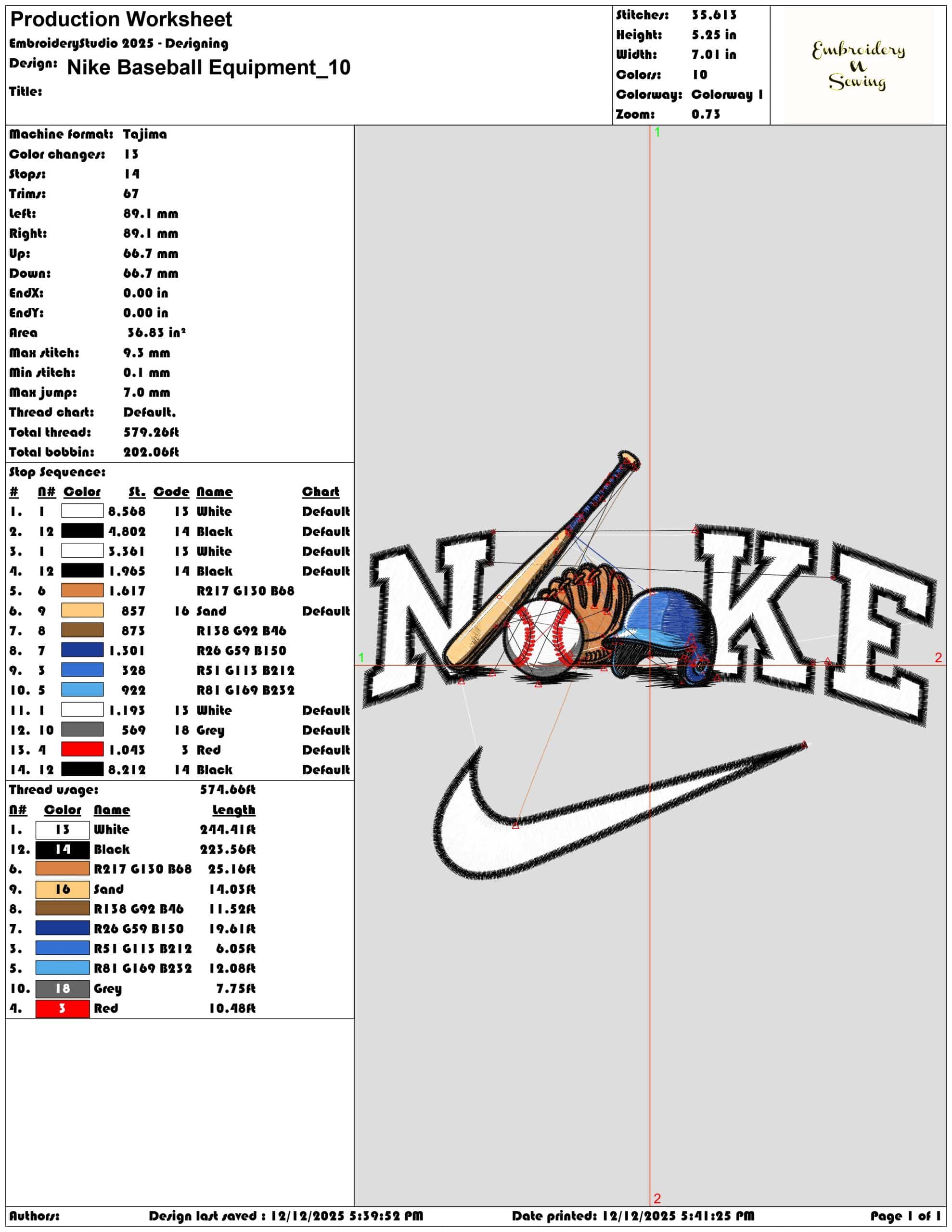 Nike Baseball Equipment - Elegant embroidery design file - instant download — view 3