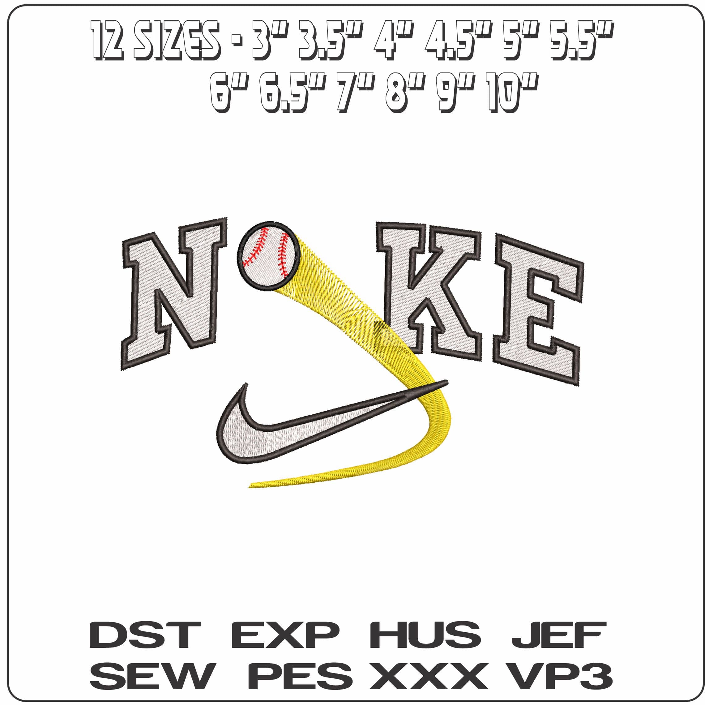 Nike Baseball with Swoosh- Elegant embroidery design file - instant download — view 2