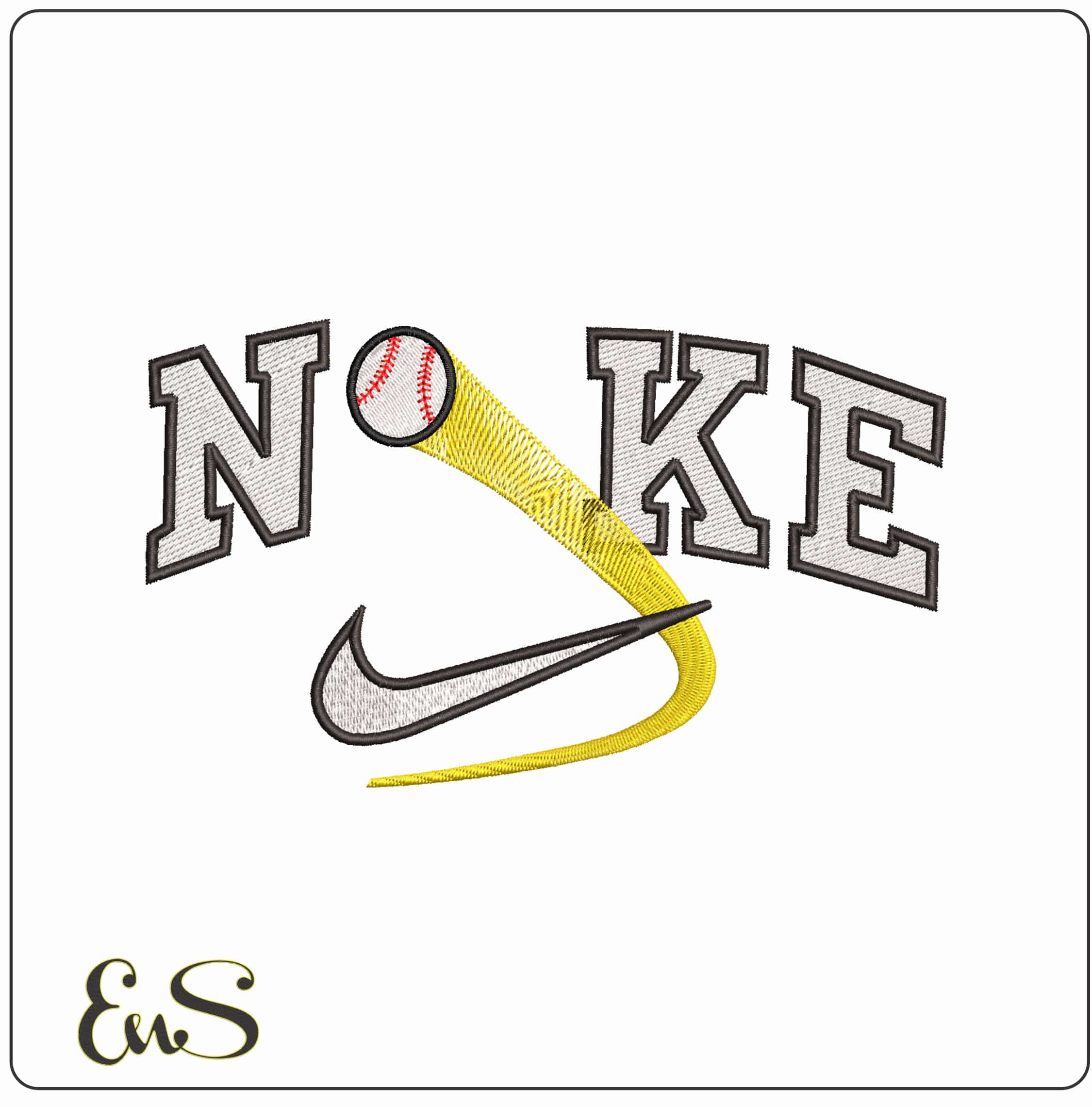 Nike Baseball with Swoosh- Elegant embroidery design file - instant download