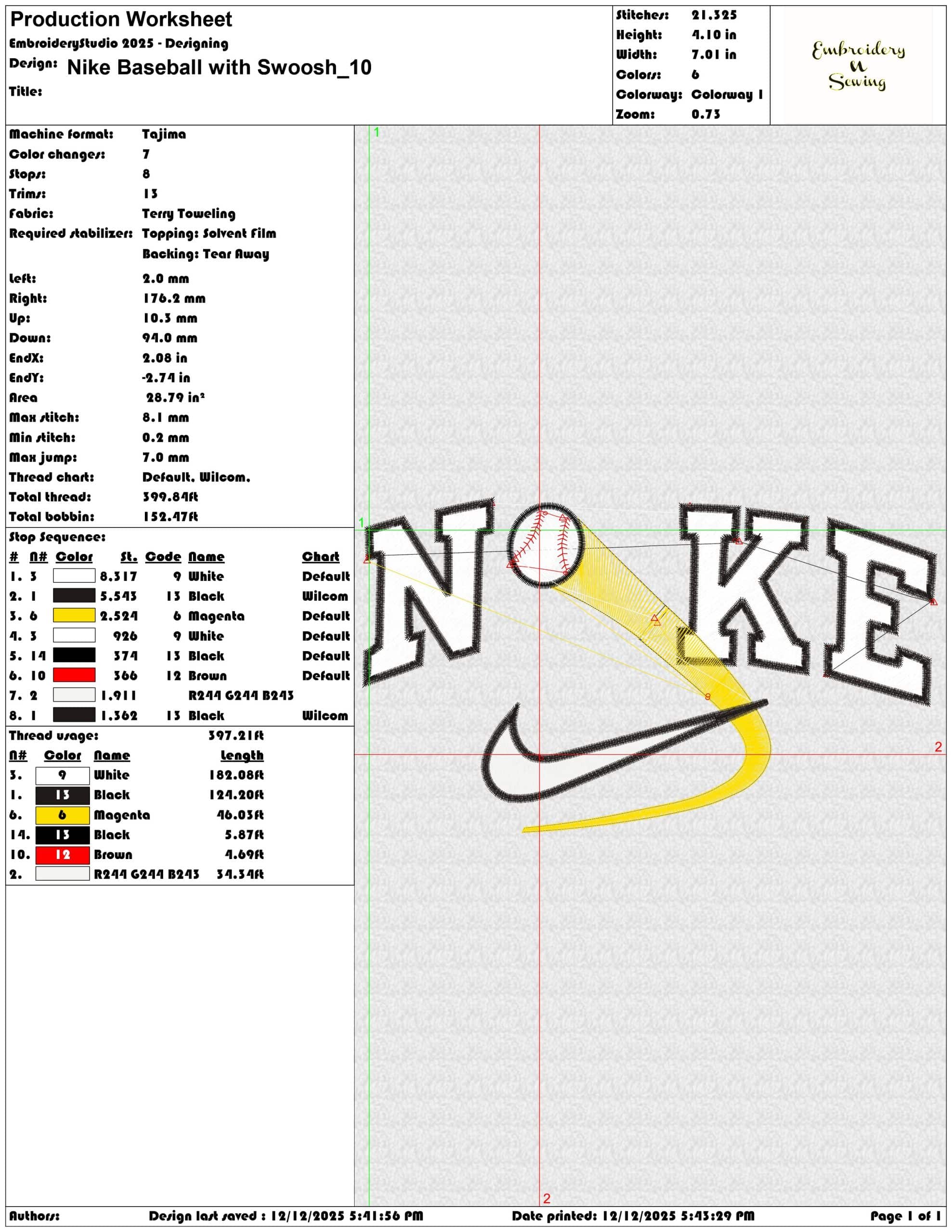Nike Baseball with Swoosh- Elegant embroidery design file - instant download — view 3