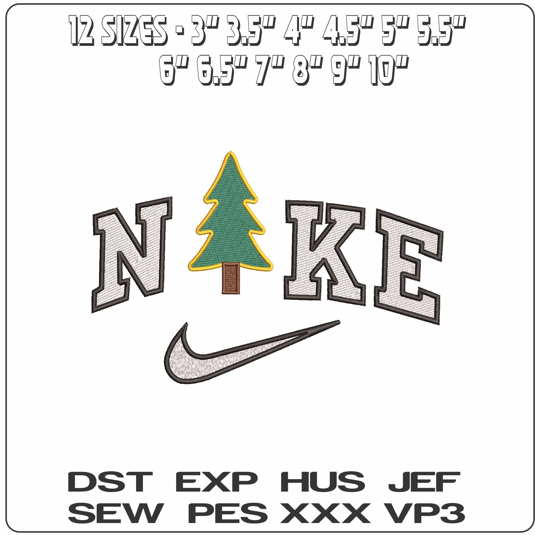 Nike Basic Christmas Tree- Elegant embroidery design file - instant download — view 2