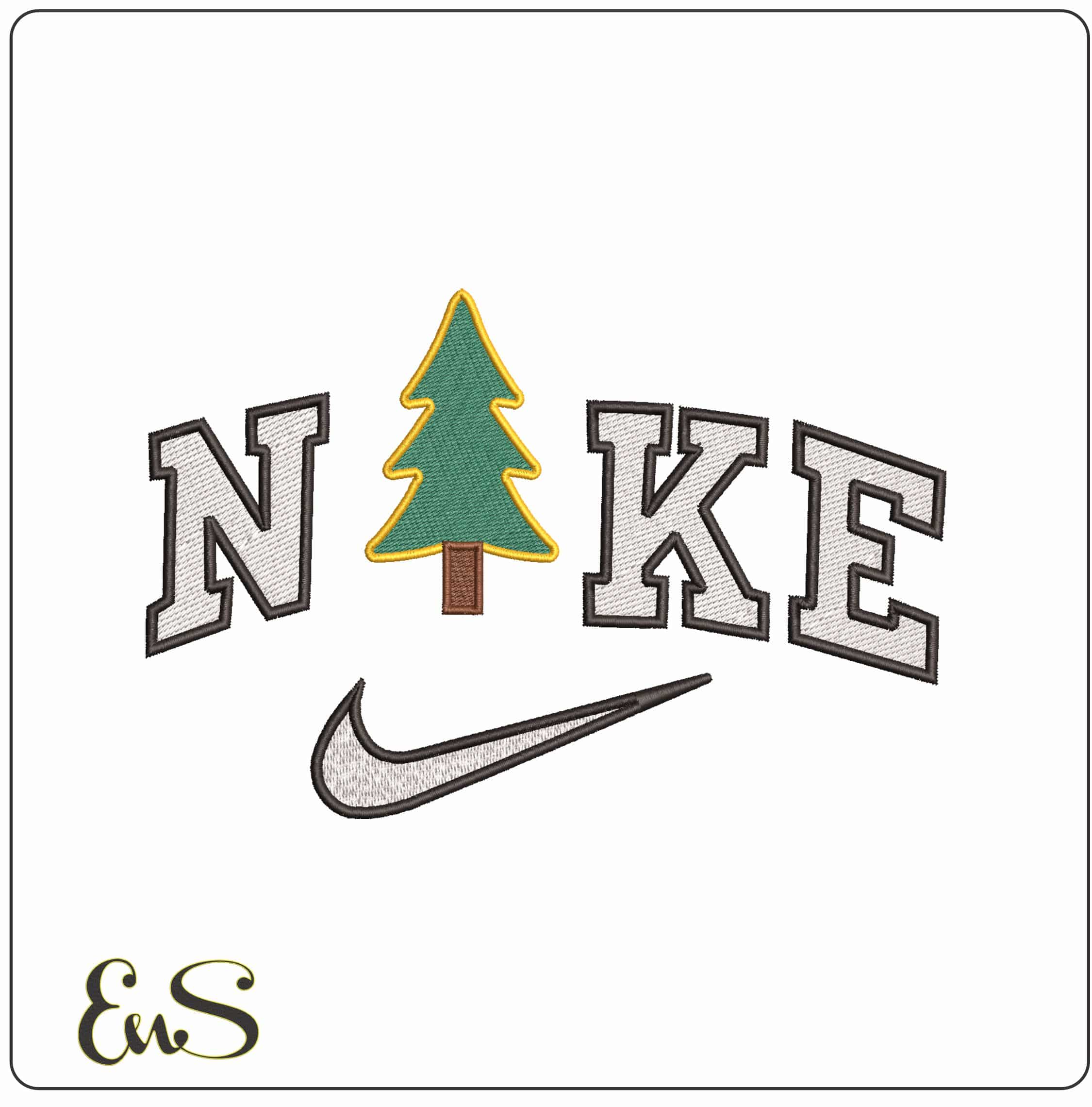 Nike Basic Christmas Tree- Elegant embroidery design file - instant download