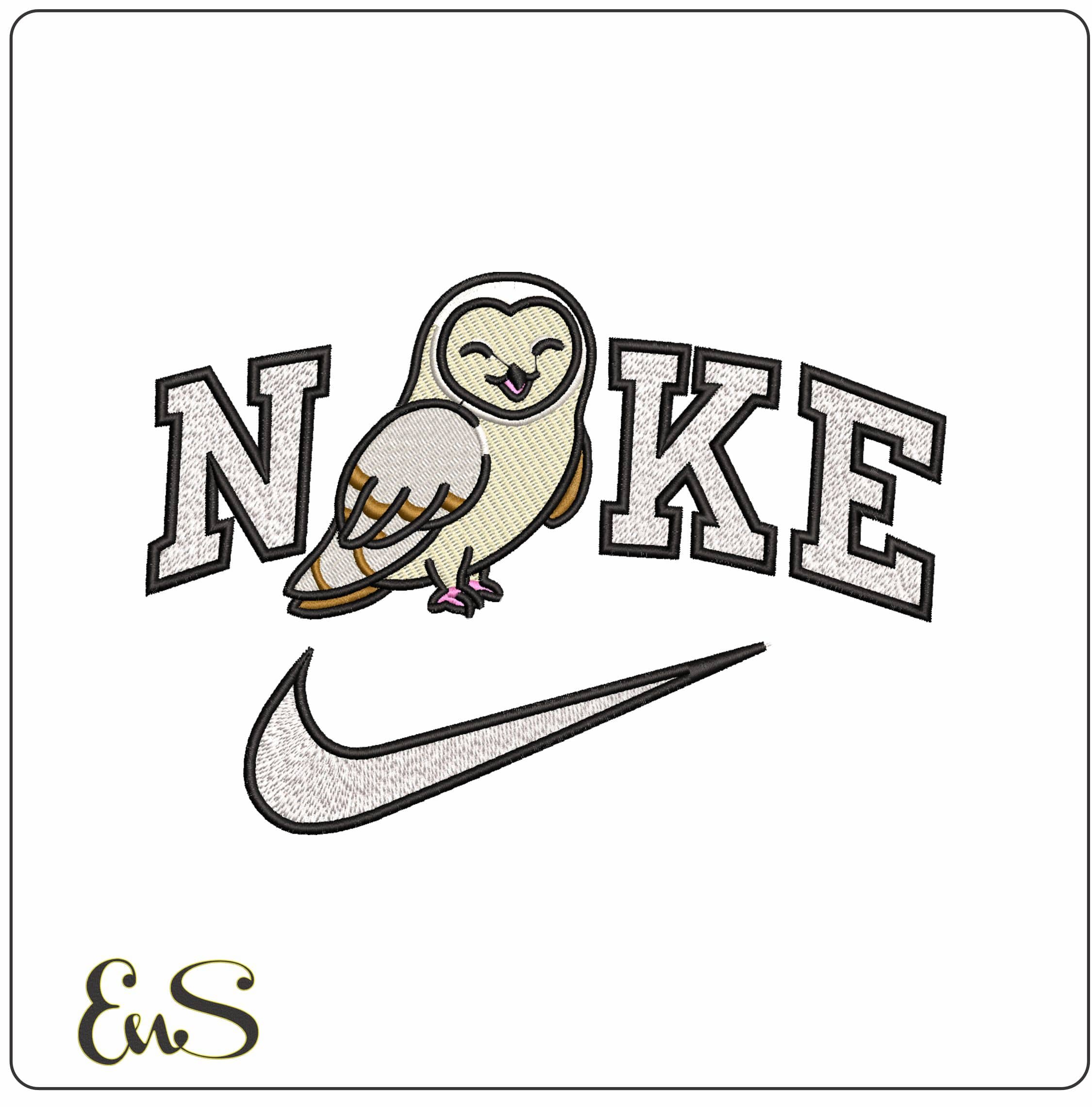 Nike Basic Headwig owl- Elegant embroidery design file - instant download