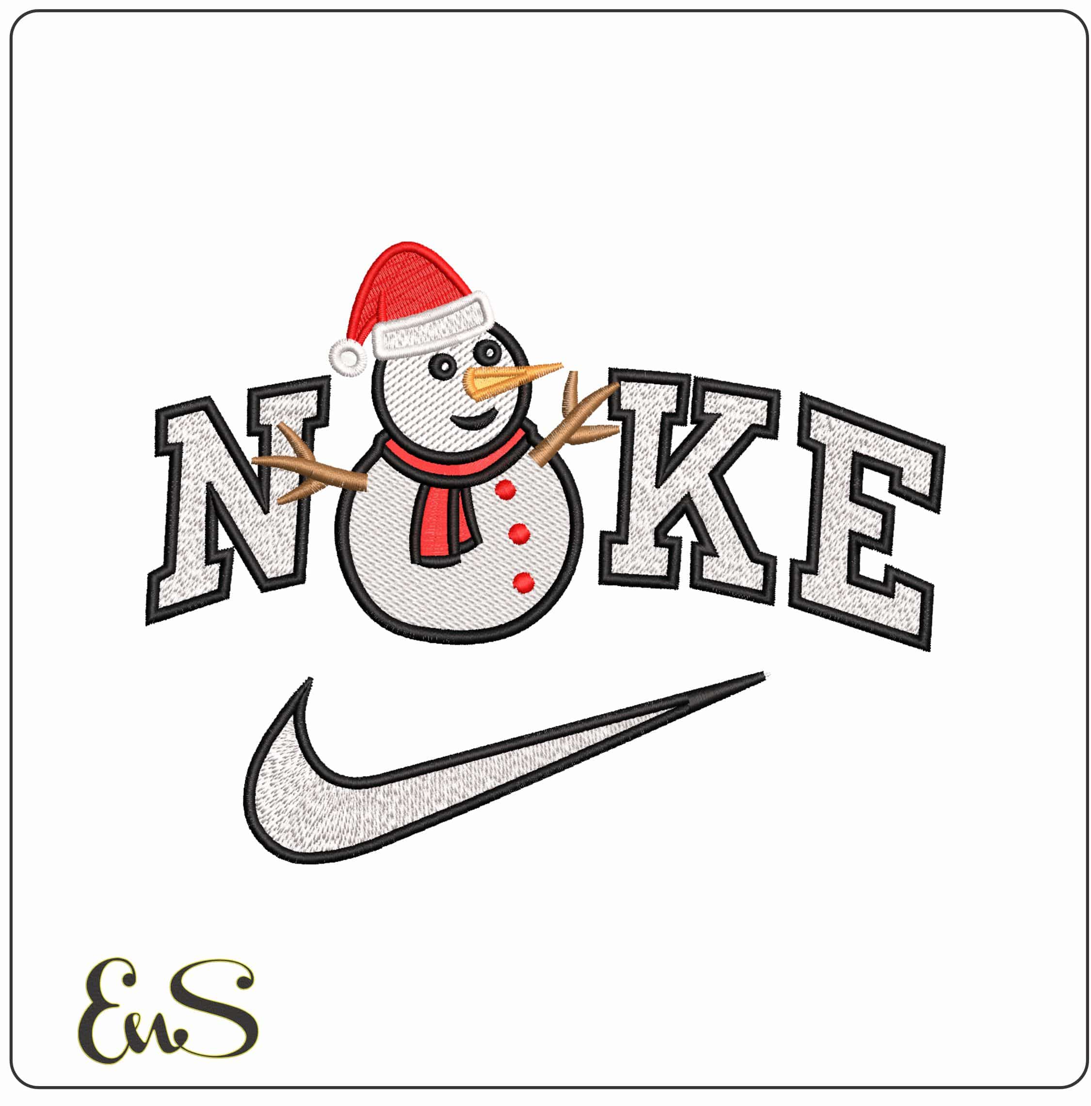 Nike Basic Snowman- Elegant embroidery design file - instant download