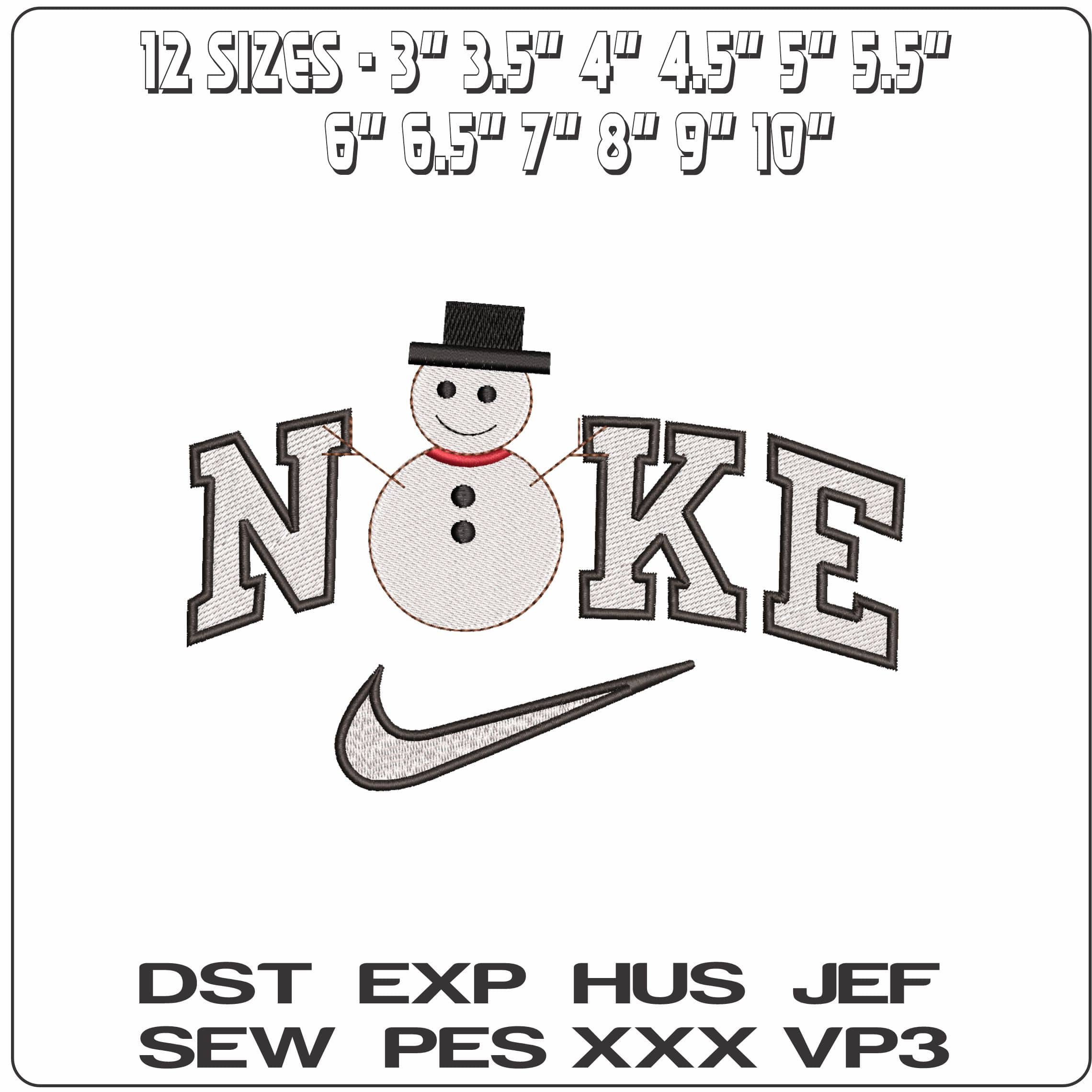 Nike Basic Snowman (2)- Elegant embroidery design file - instant download — view 2