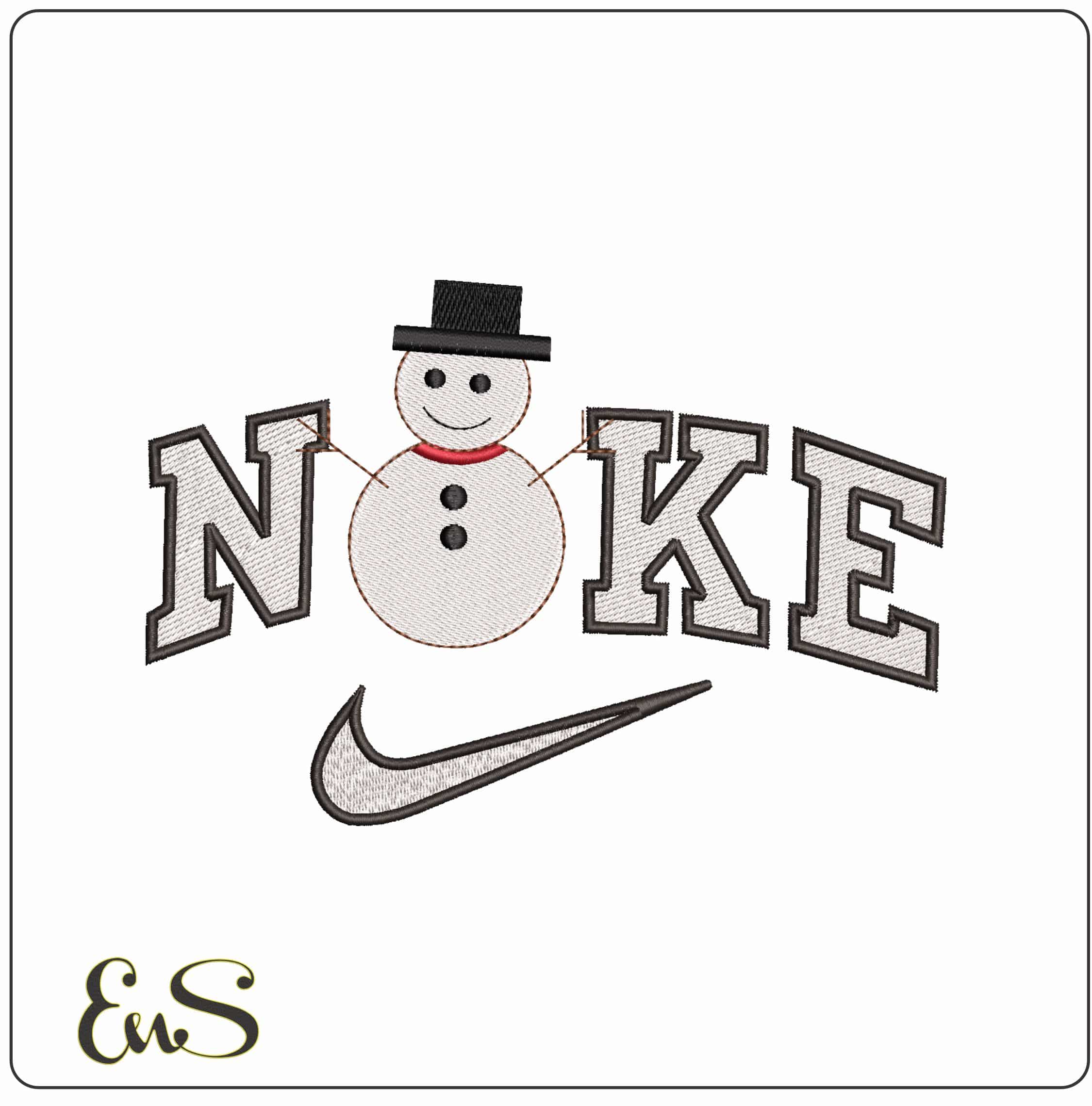 Nike Basic Snowman (2)- Elegant embroidery design file - instant download
