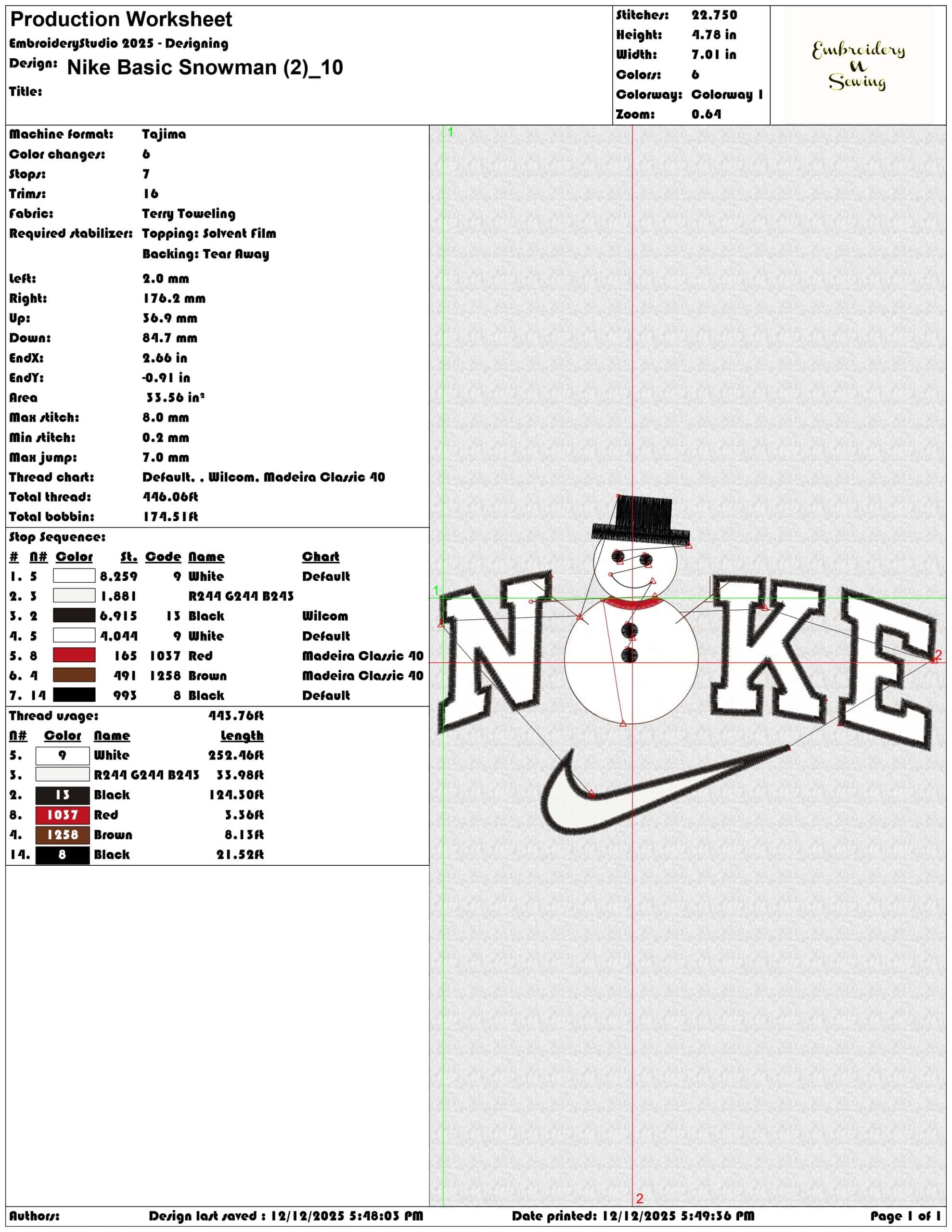 Nike Basic Snowman (2)- Elegant embroidery design file - instant download — view 3