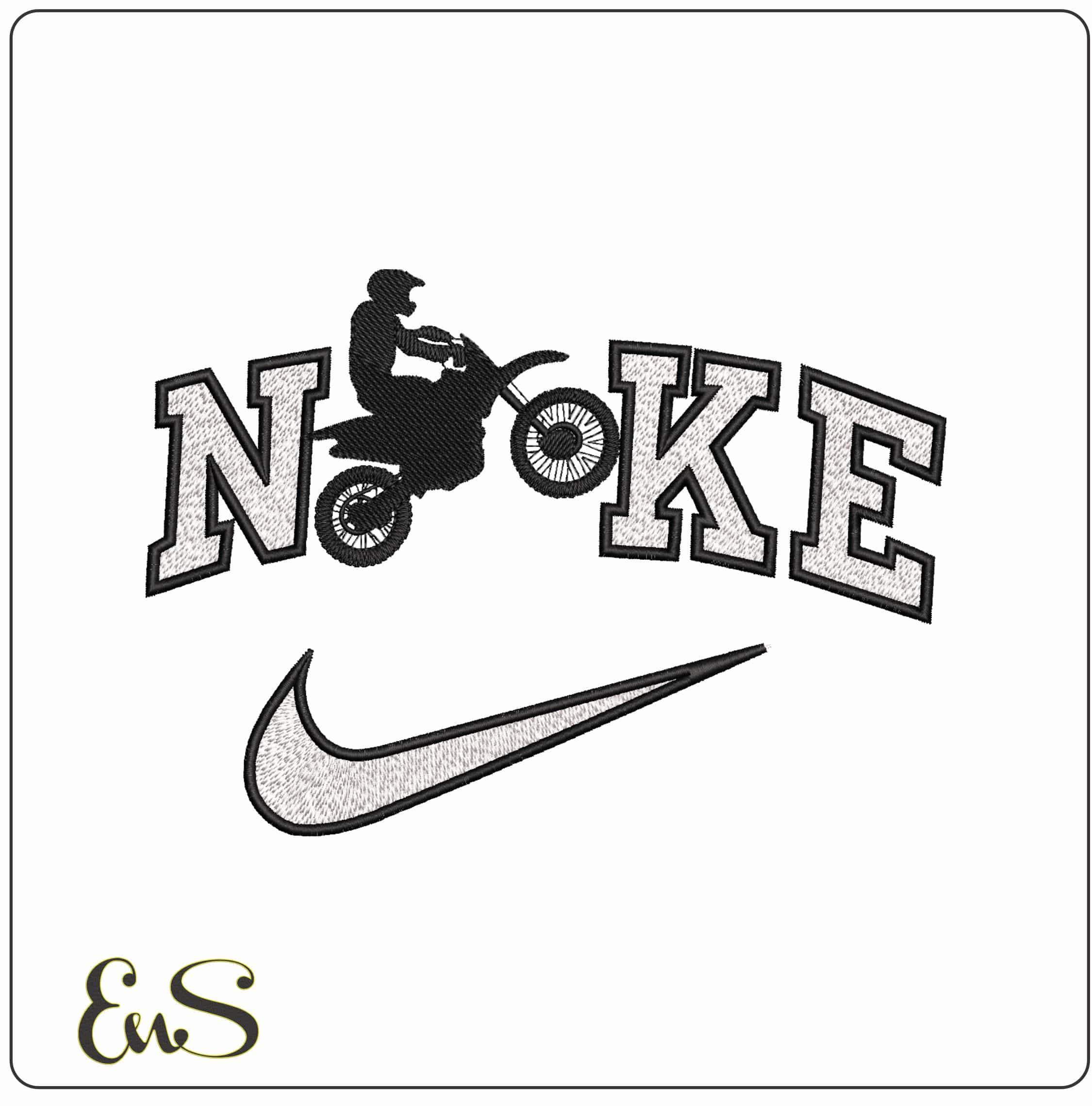Nike Bike Jumping Shiloette- Elegant embroidery design file - instant download