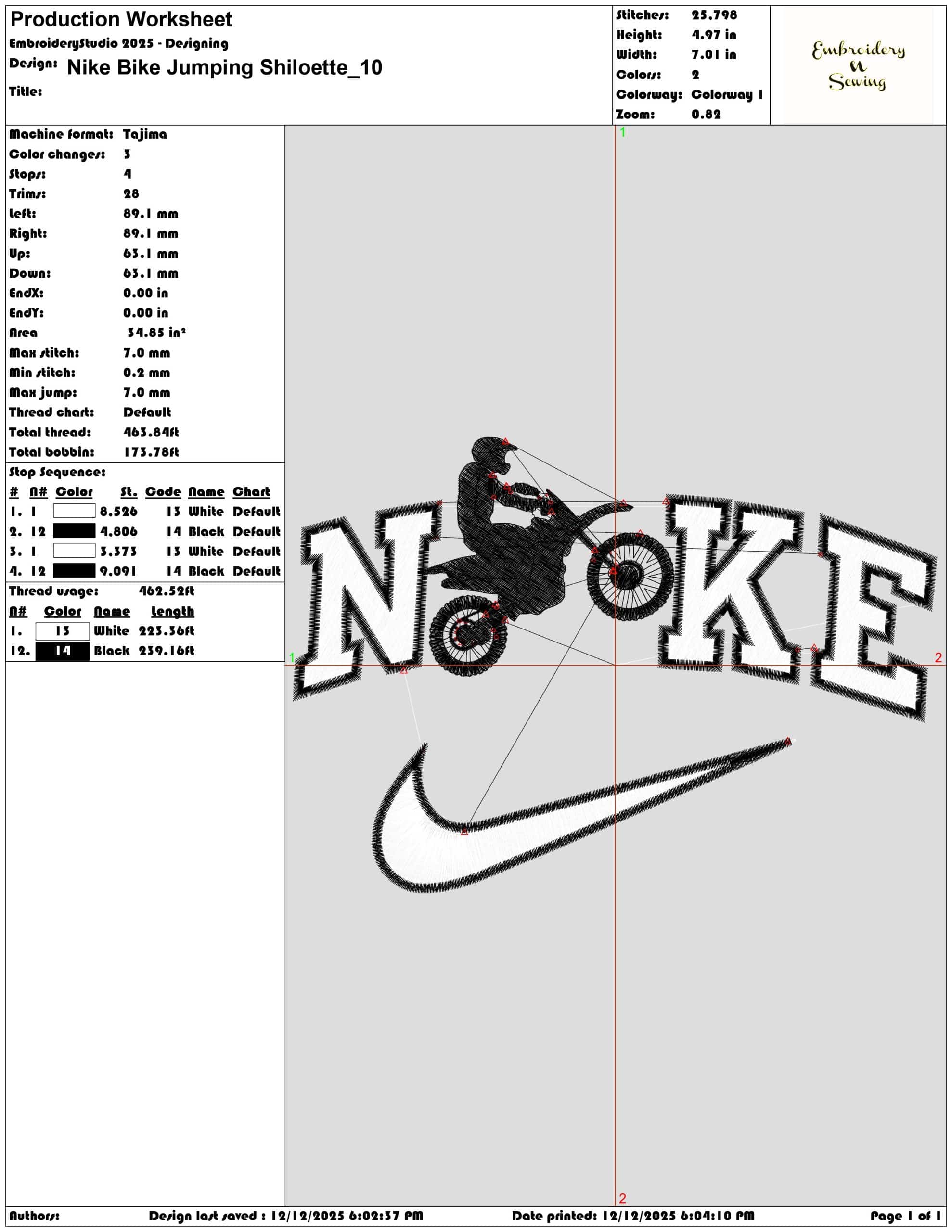 Nike Bike Jumping Shiloette- Elegant embroidery design file - instant download — view 3