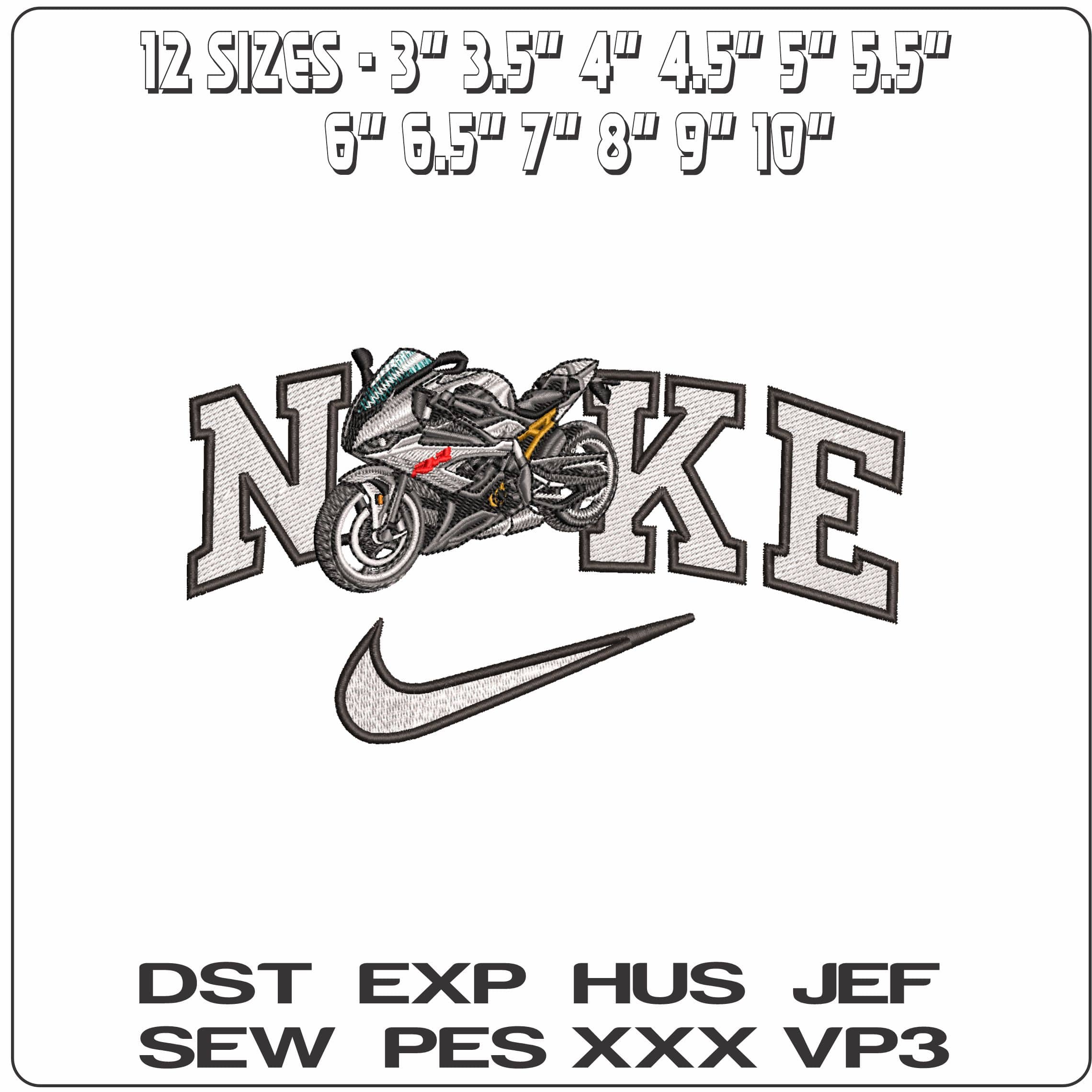 Nike BMW S 1000 RR Motorcycle- Elegant embroidery design file - instant download — view 2