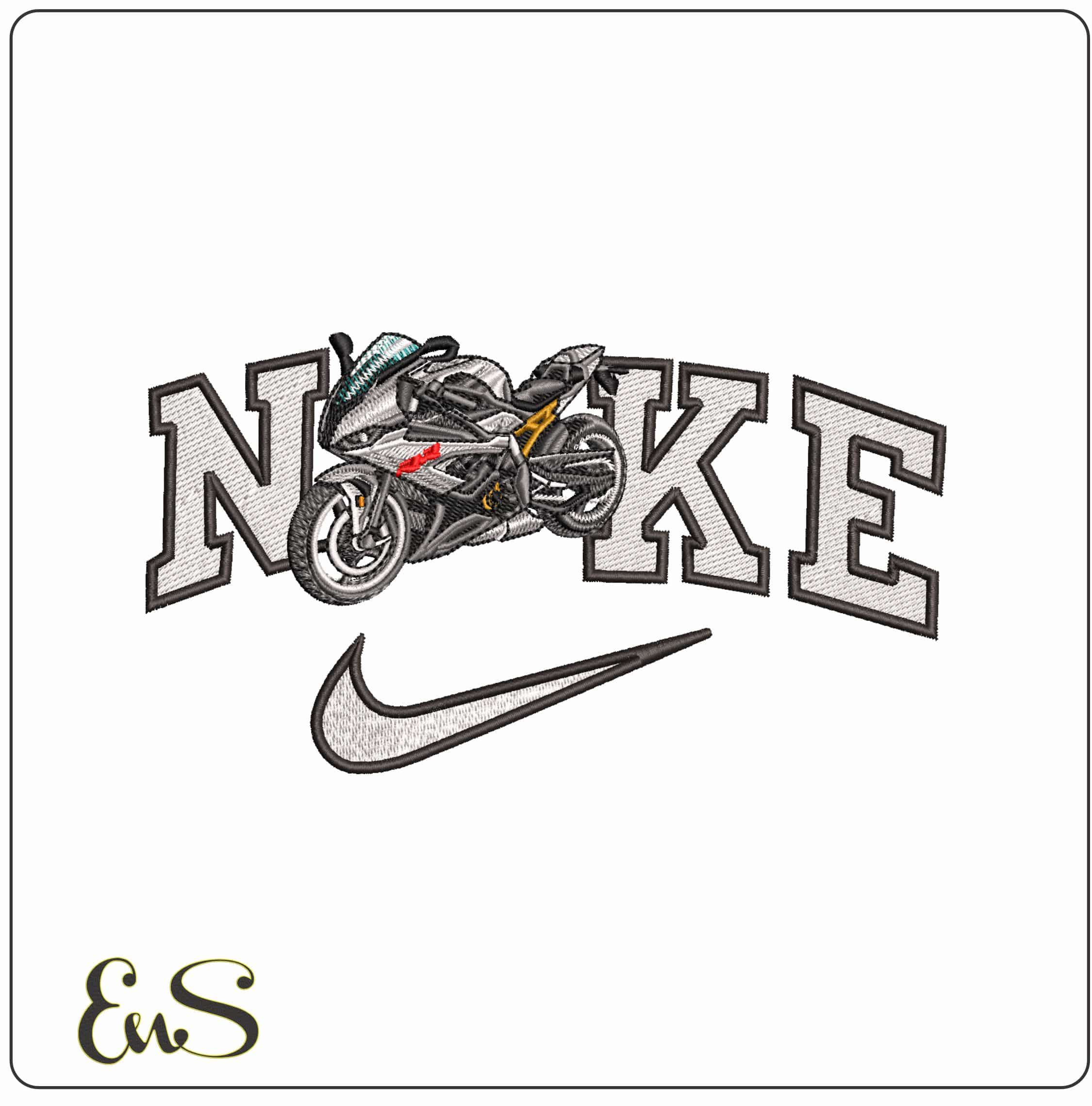 Nike BMW S 1000 RR Motorcycle- Elegant embroidery design file - instant download