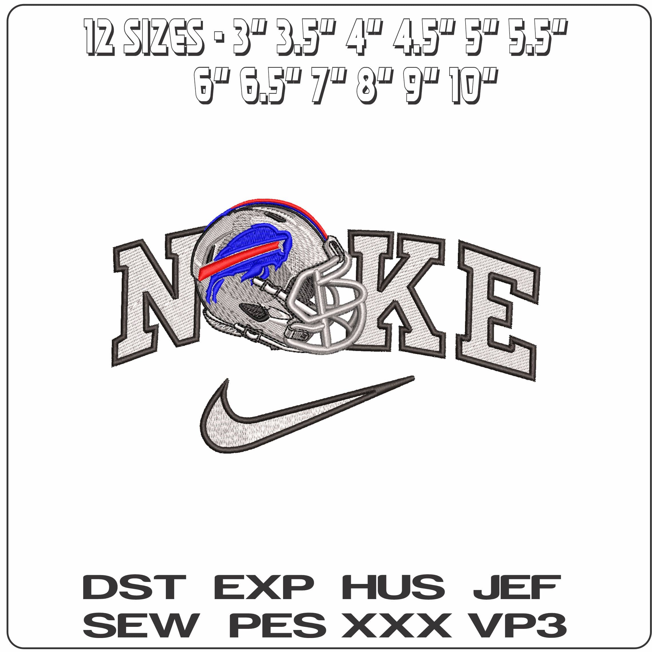 Nike Buffalo Bills Helmet NFL- Elegant embroidery design file - instant download — view 2