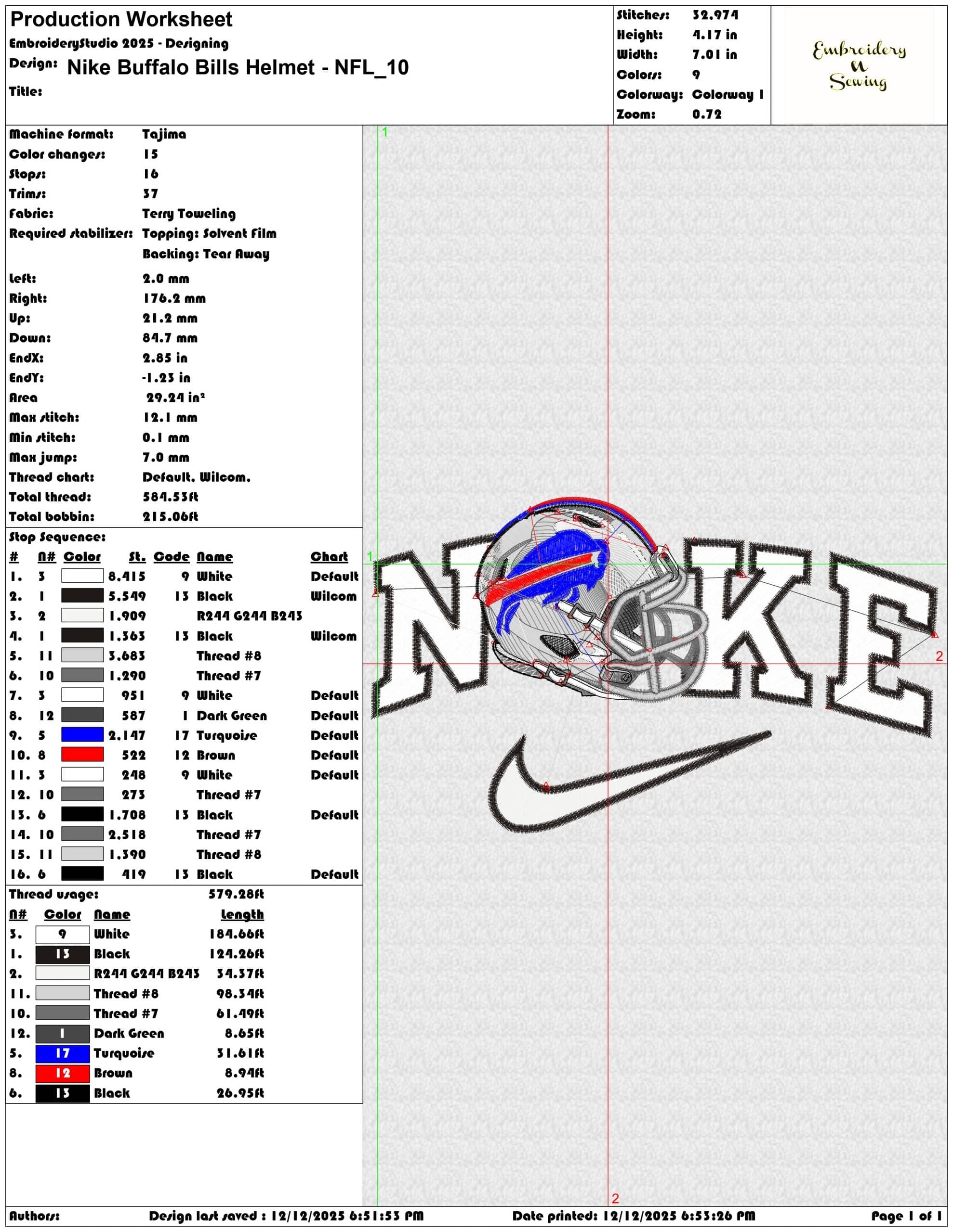 Nike Buffalo Bills Helmet NFL- Elegant embroidery design file - instant download — view 3