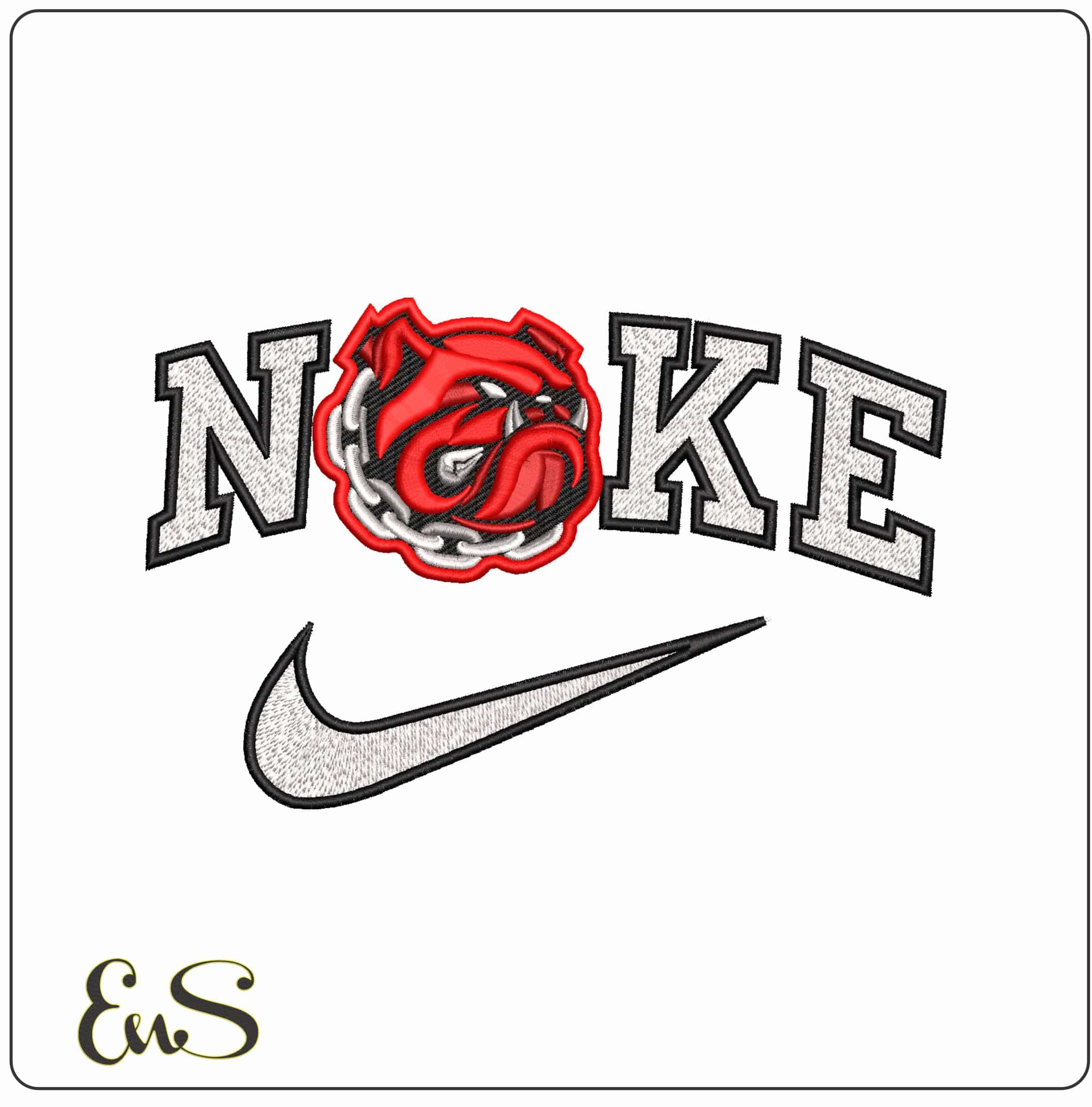 Nike Bulldog 3D Puff- Elegant embroidery design file - instant download