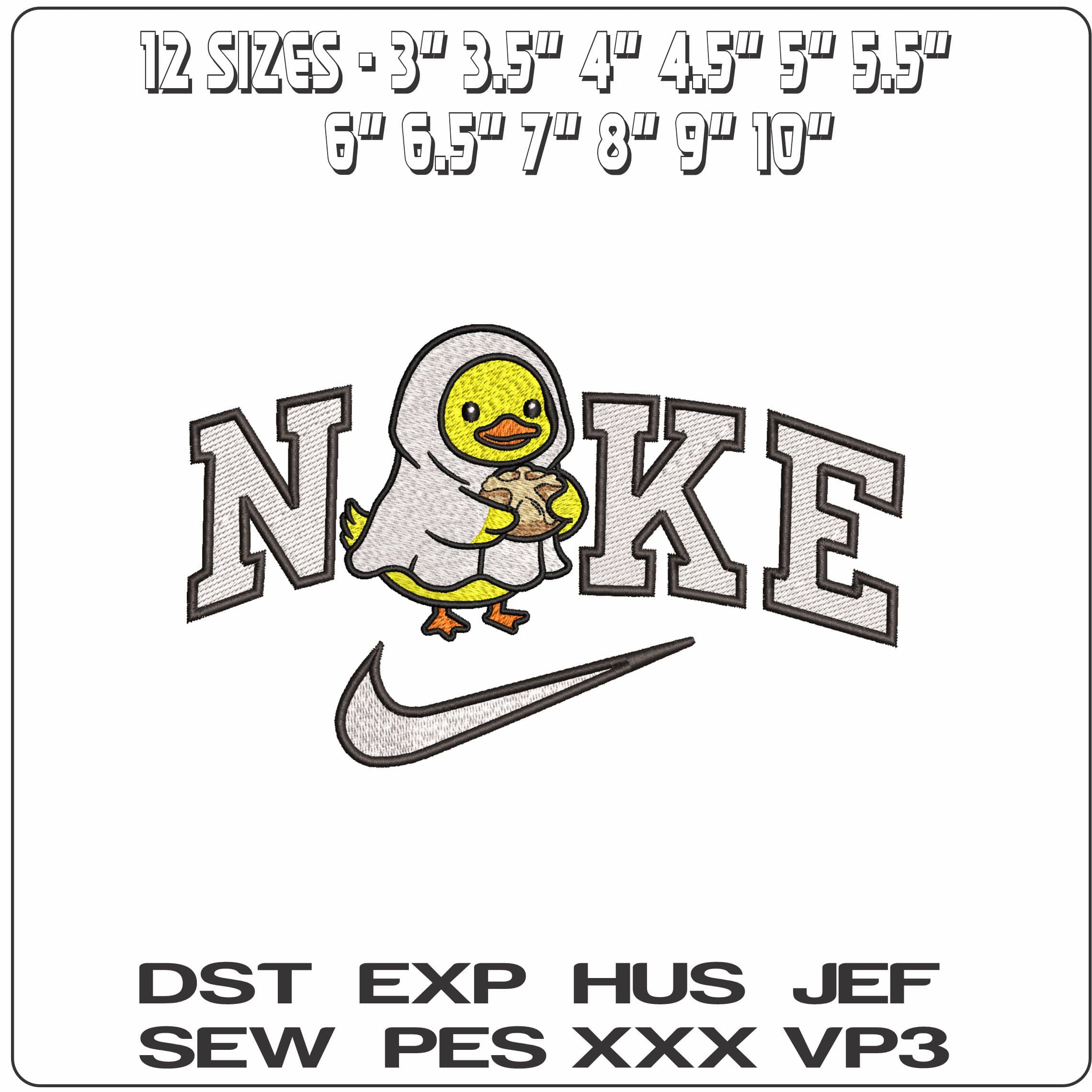 Nike Children Baby Duck with Bread- Elegant embroidery design file - instant download — view 2