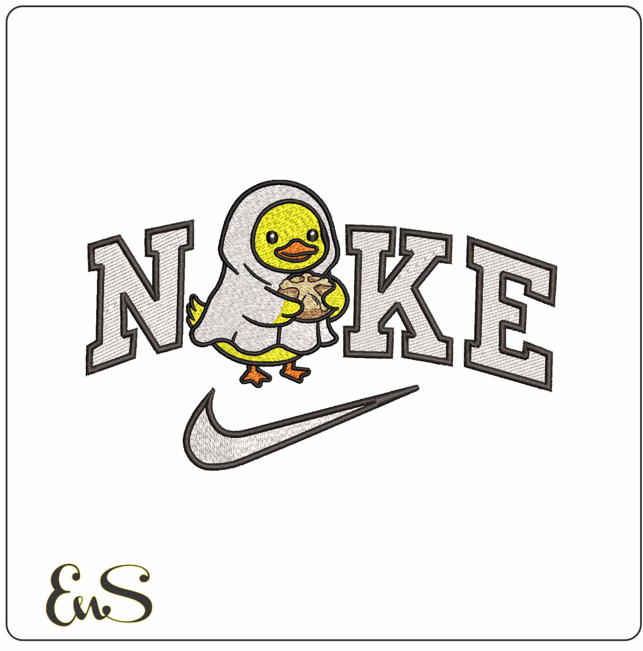 Nike Children Baby Duck with Bread- Elegant embroidery design file - instant download