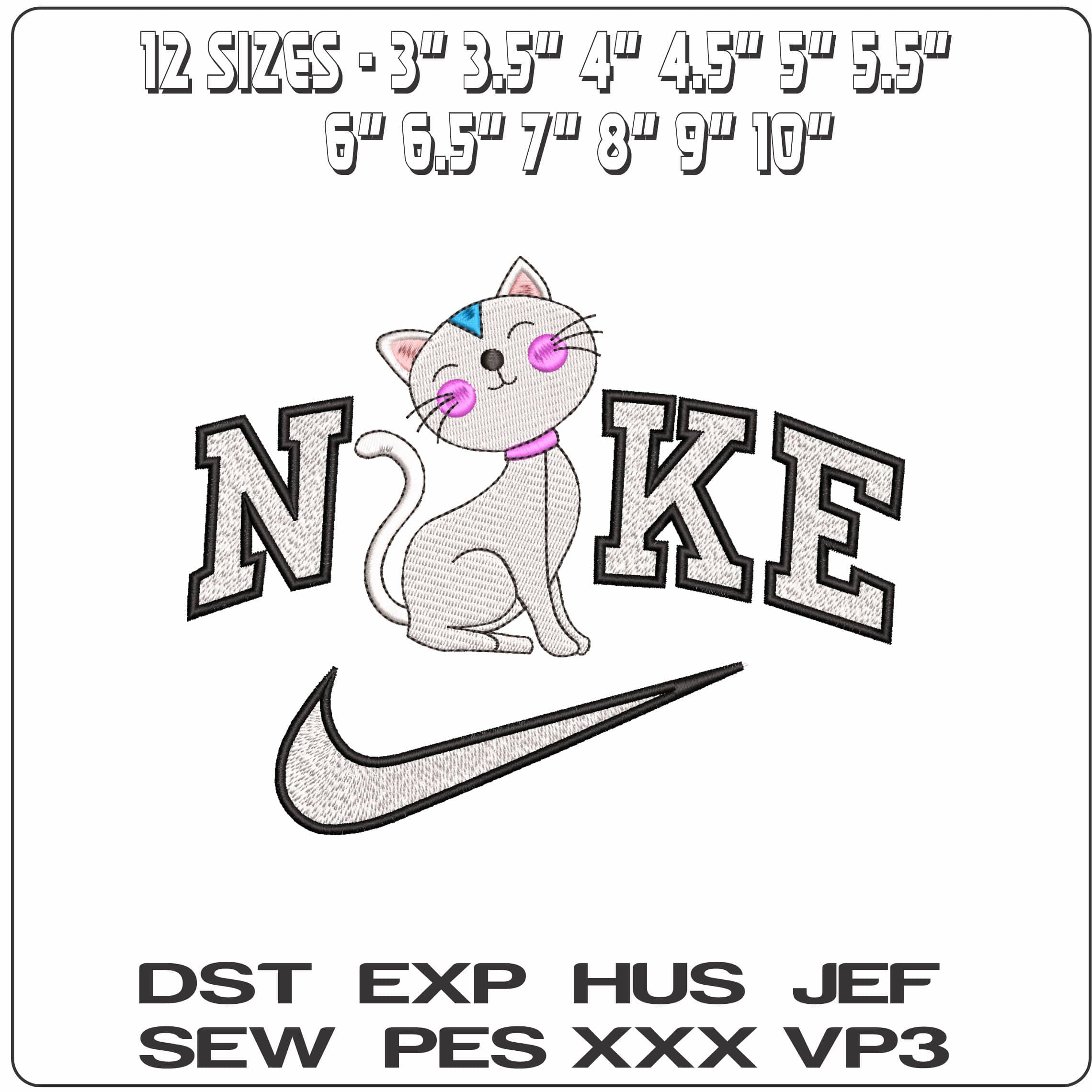 Nike Children Content Cat- Elegant embroidery design file - instant download — view 2