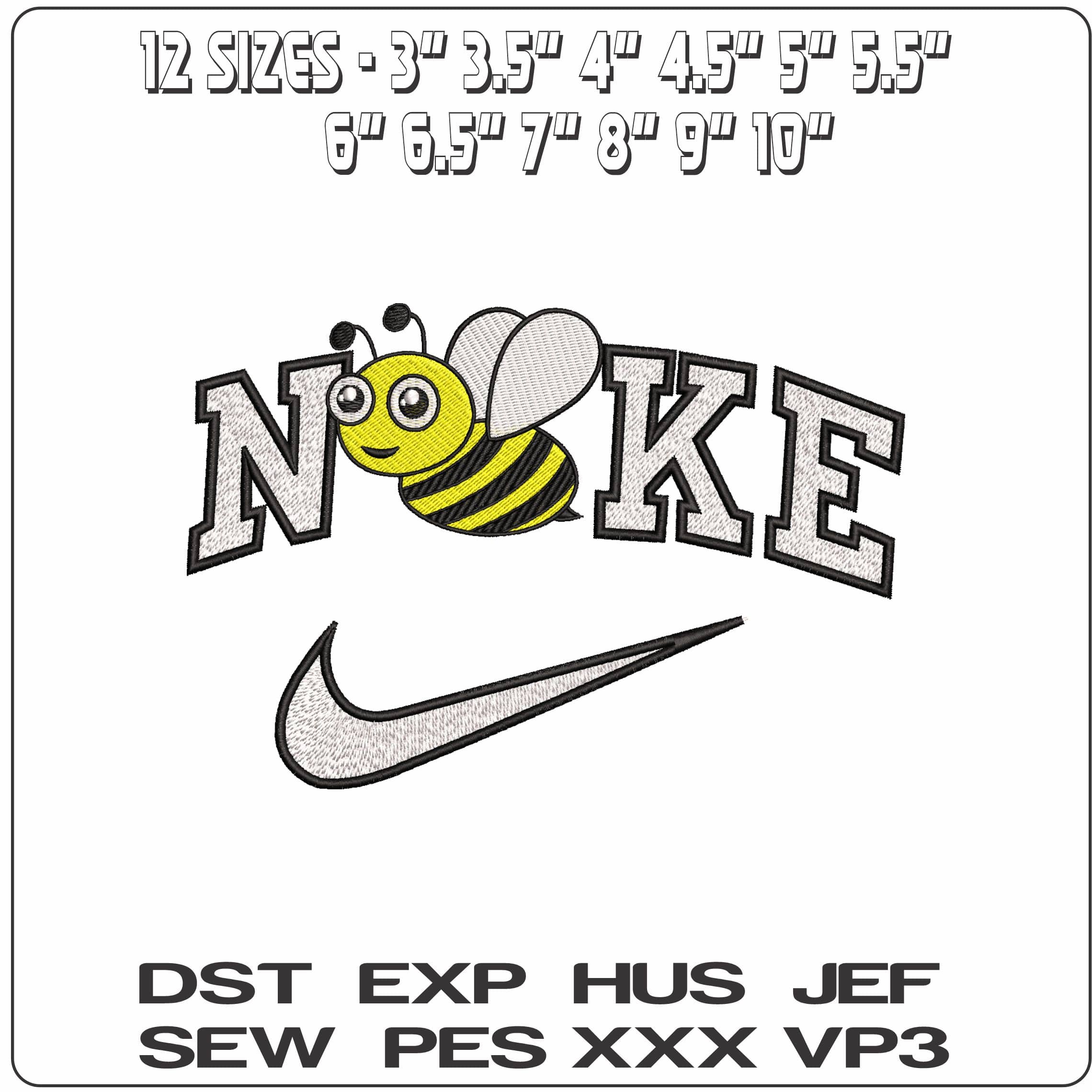 Nike Childrens side on Bee- Elegant embroidery design file - instant download — view 2