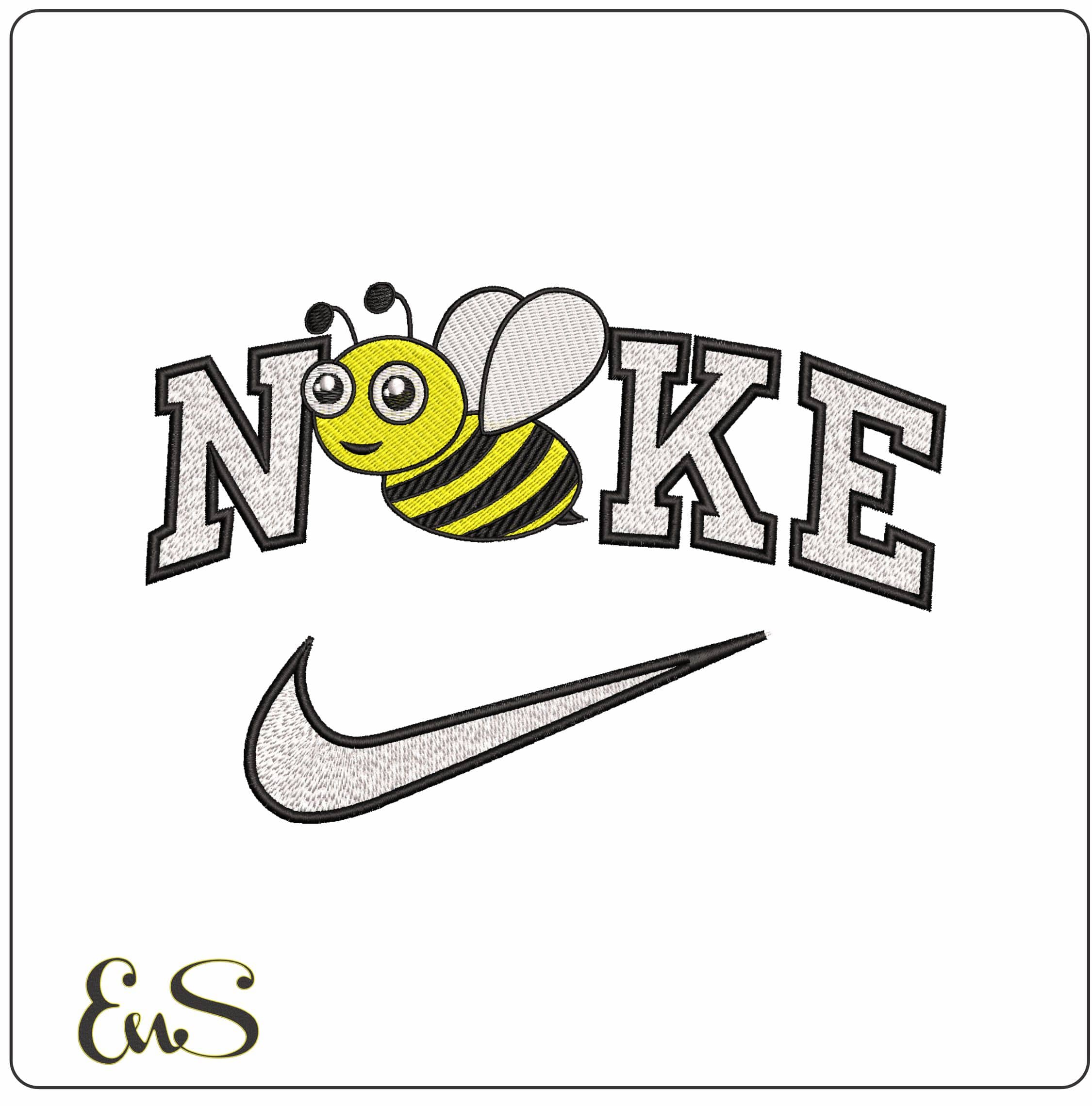 Nike Childrens side on Bee- Elegant embroidery design file - instant download
