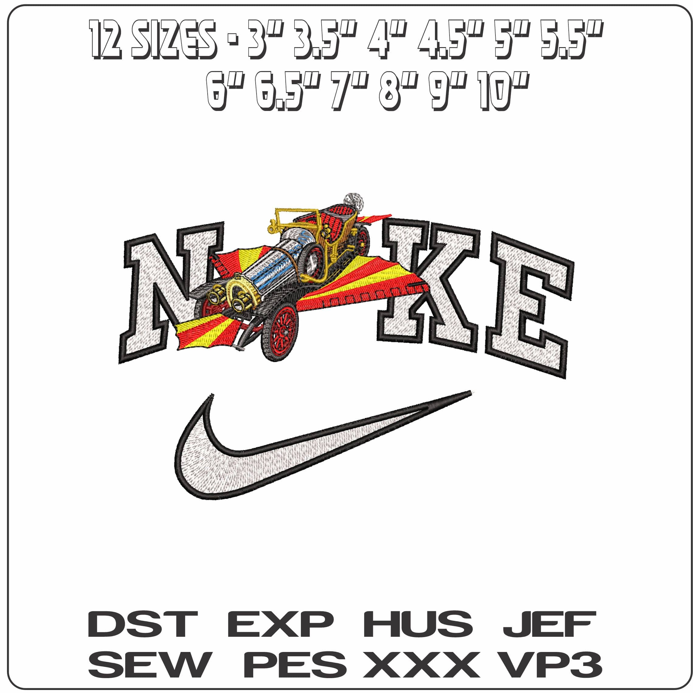 Nike Chitty Chitty Bang Bang- Elegant embroidery design file - instant download — view 2