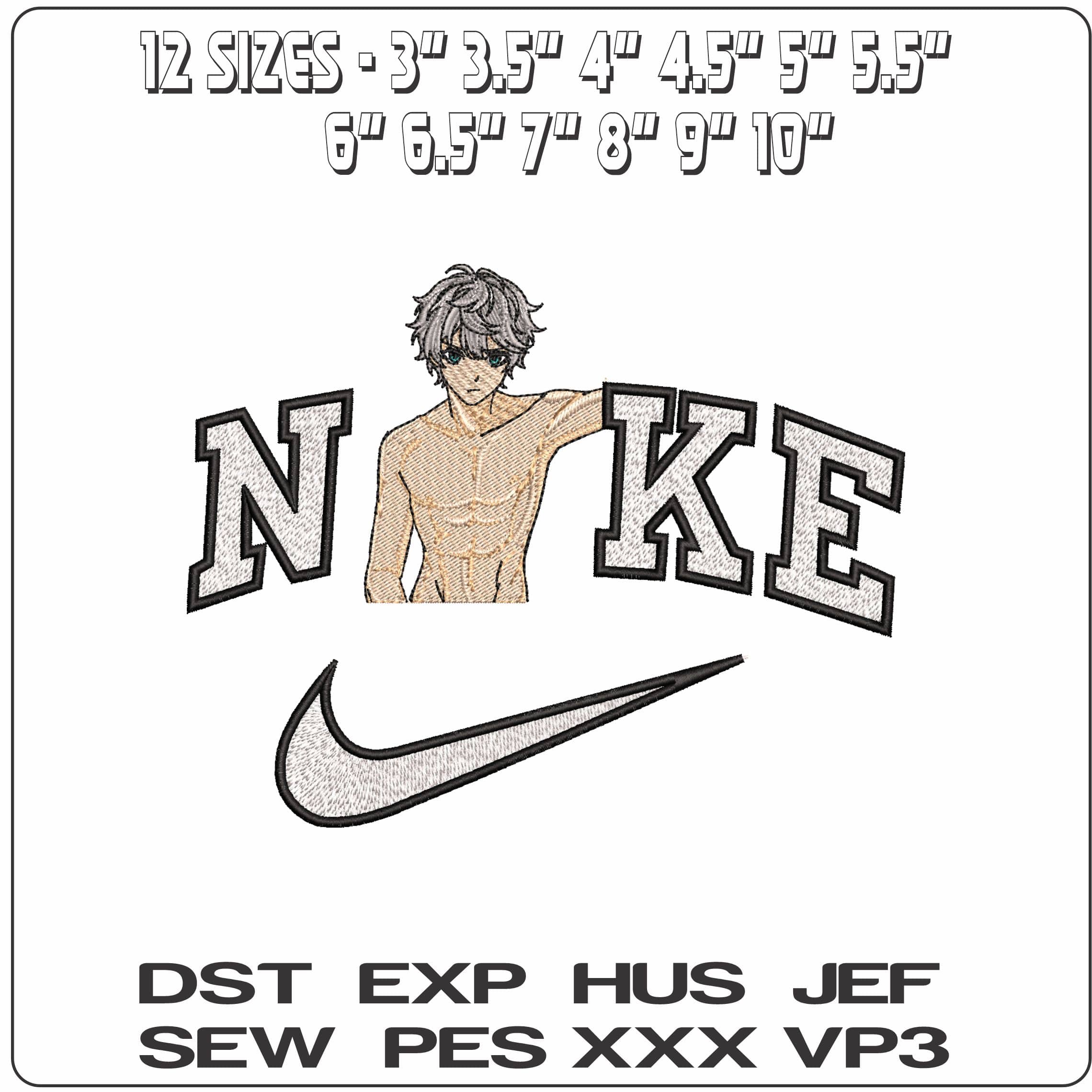 Nike Chongyun Genshin blue eys 6 Pack Anime- Elegant embroidery design file - instant download — view 2