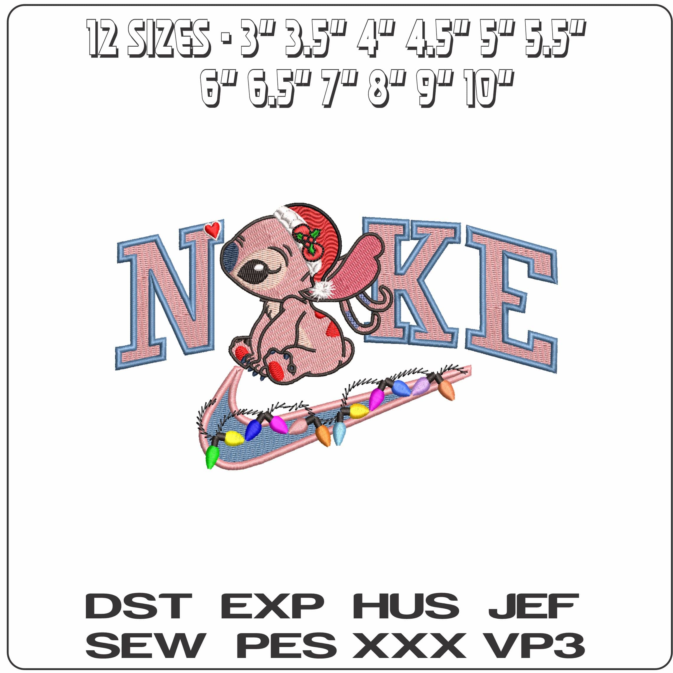 Nike Christmas Angel Stitch Xmas Lights- Elegant embroidery design file - instant download — view 2