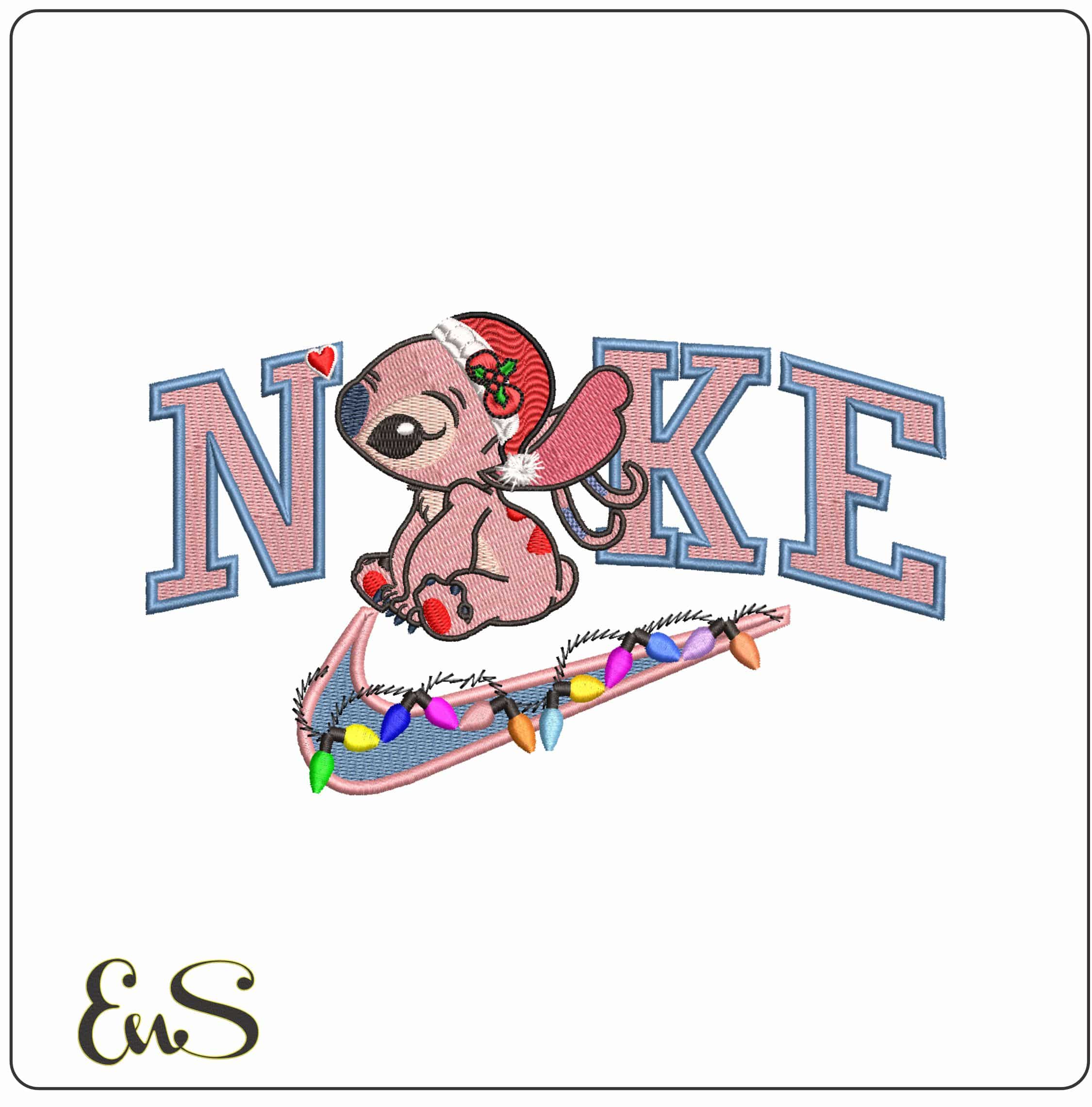 Nike Christmas Angel Stitch Xmas Lights- Elegant embroidery design file - instant download