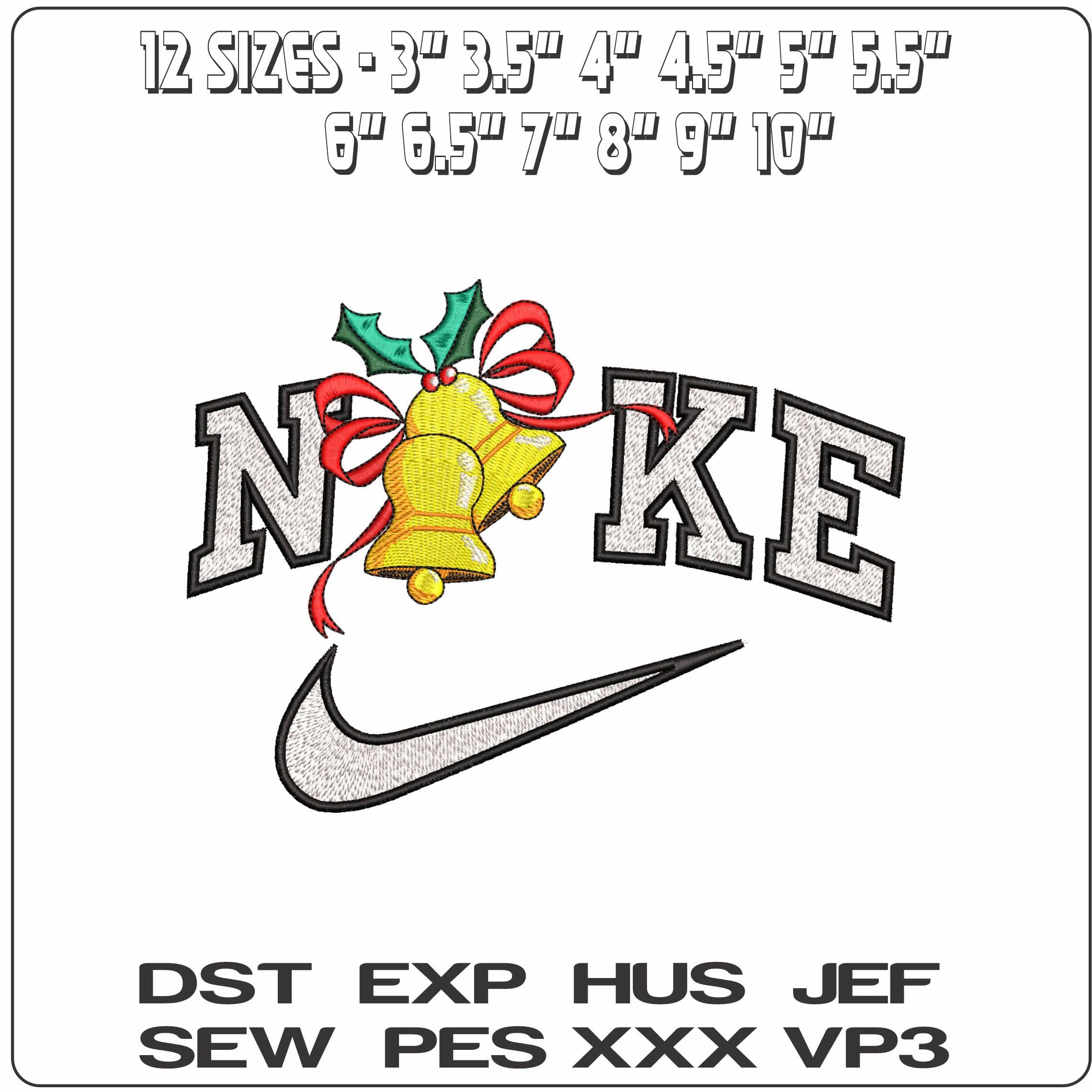 Nike Christmas Bells- Elegant embroidery design file - instant download — view 2