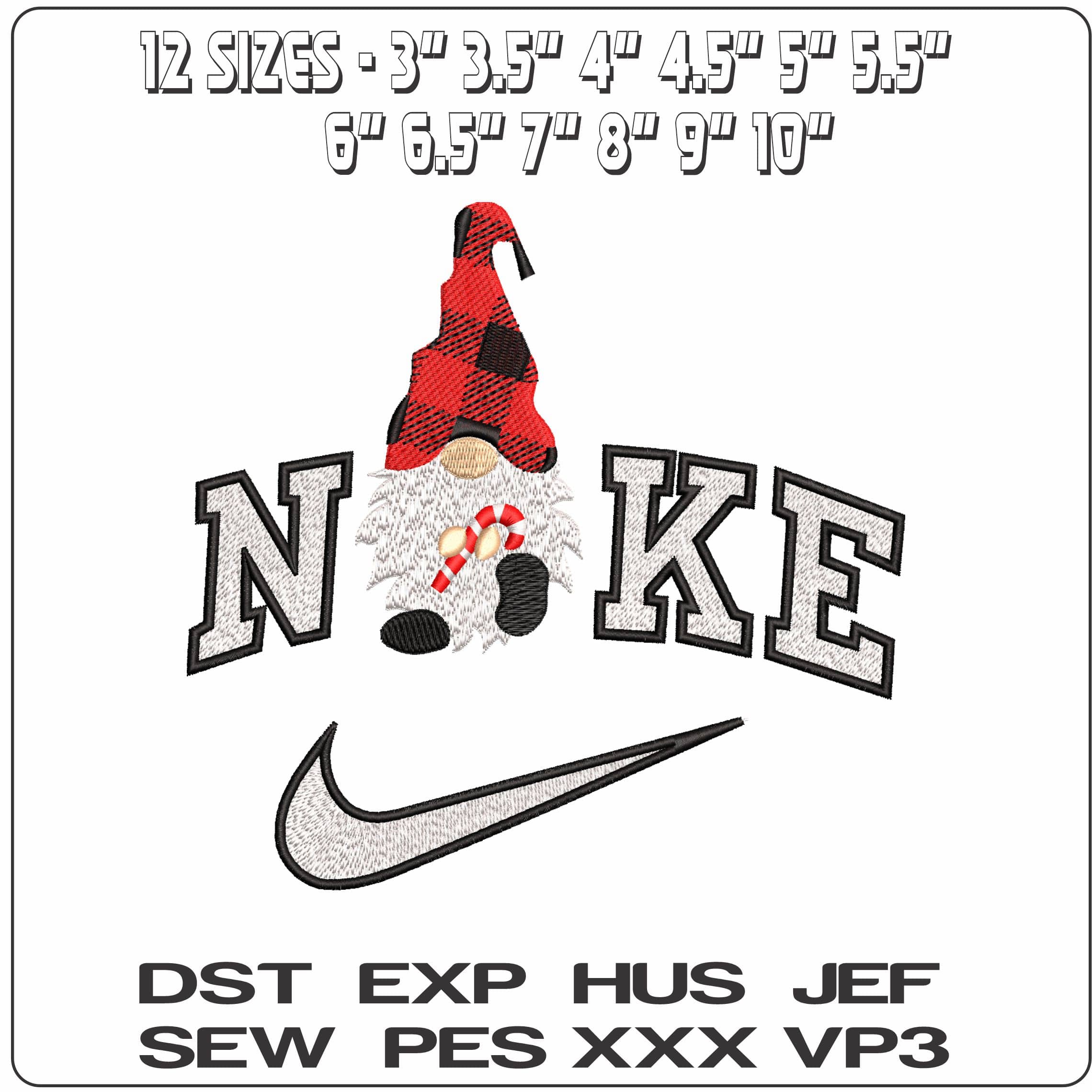 Nike Christmas Knome with Plaid Hat- Elegant embroidery design file - instant download — view 2
