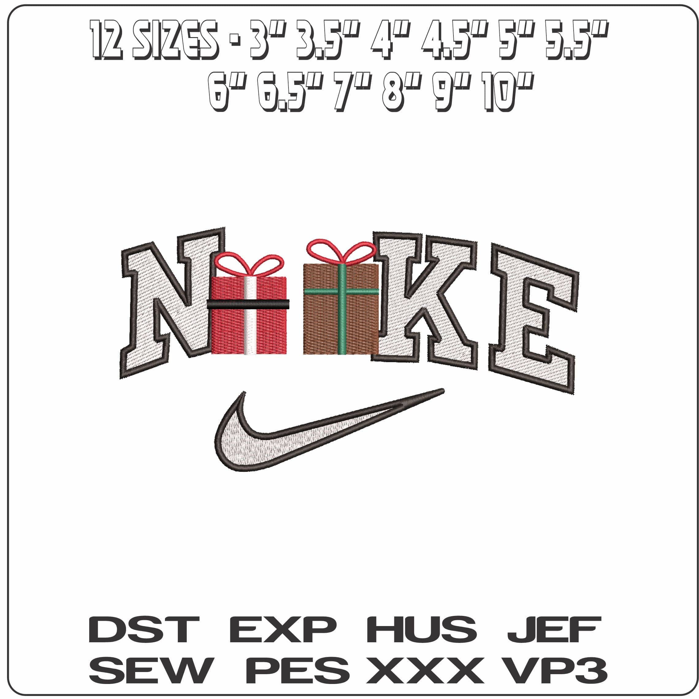 Nike Christmas Presents- Elegant embroidery design file - instant download — view 2