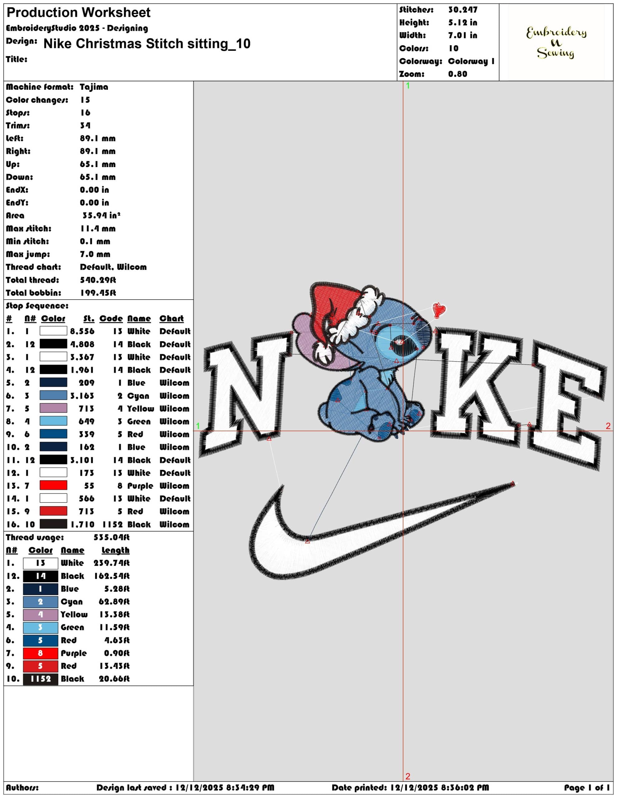 Nike Christmas Stitch sitting- Elegant embroidery design file - instant download — view 3