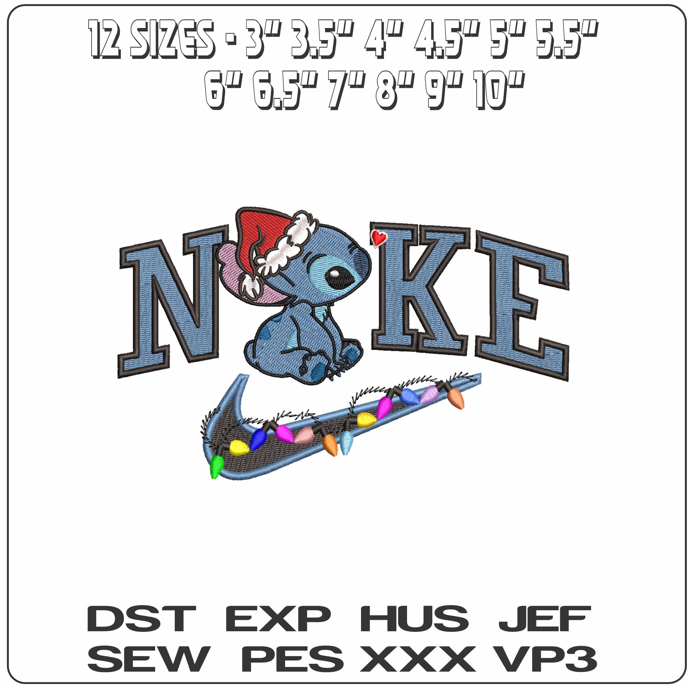 Nike Christmas Stitch sitting Xmas Lights- Elegant embroidery design file - instant download — view 2