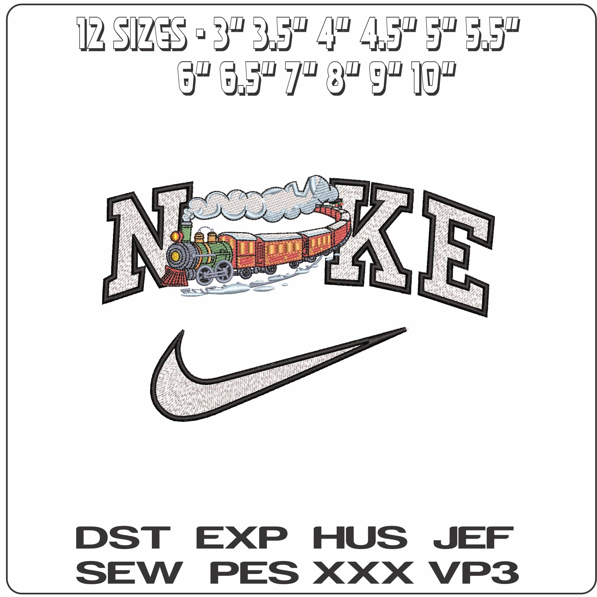 Nike Christmas Train- Elegant embroidery design file - instant download — view 2