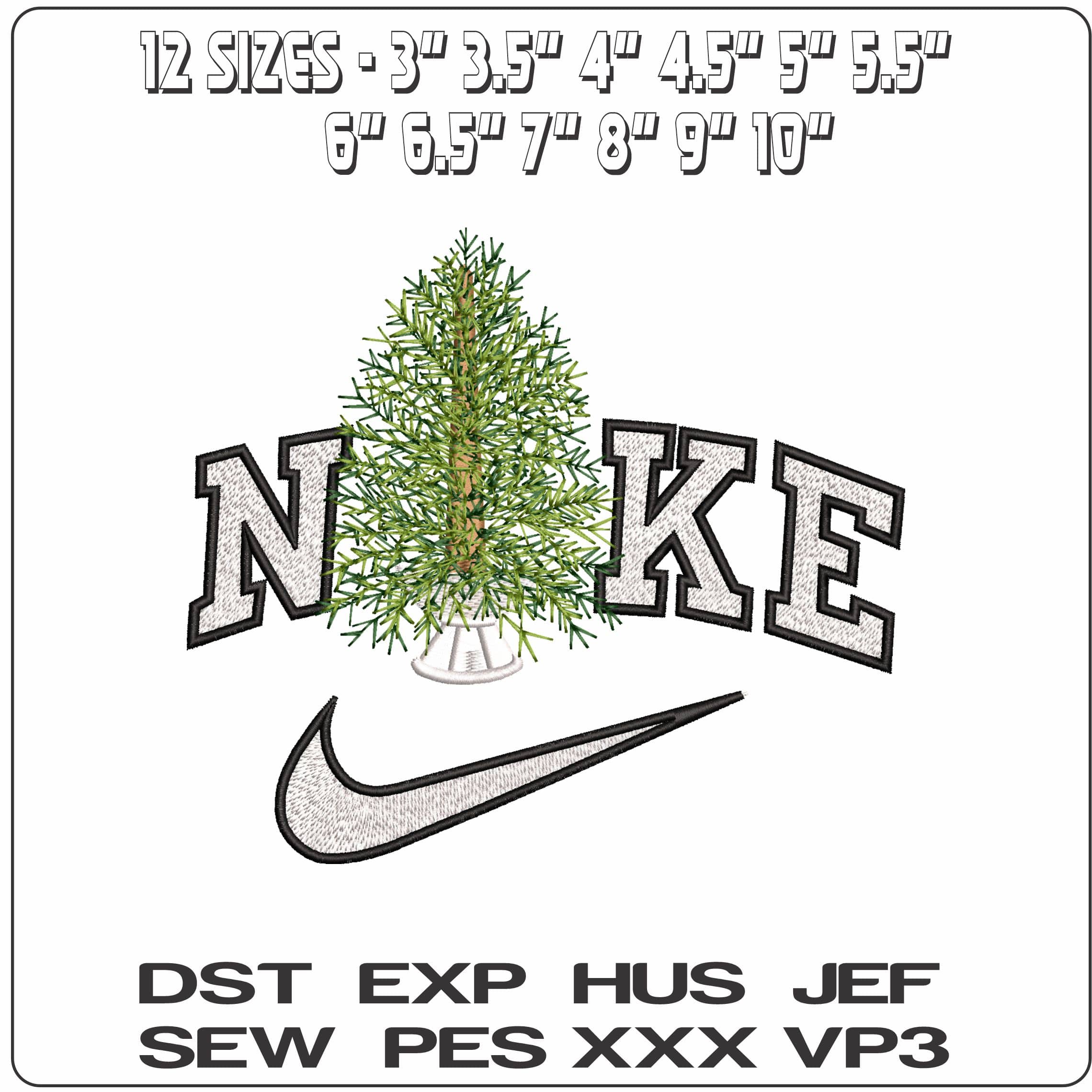 Nike Christmas Tree ready for decoration- Elegant embroidery design file - instant download — view 2