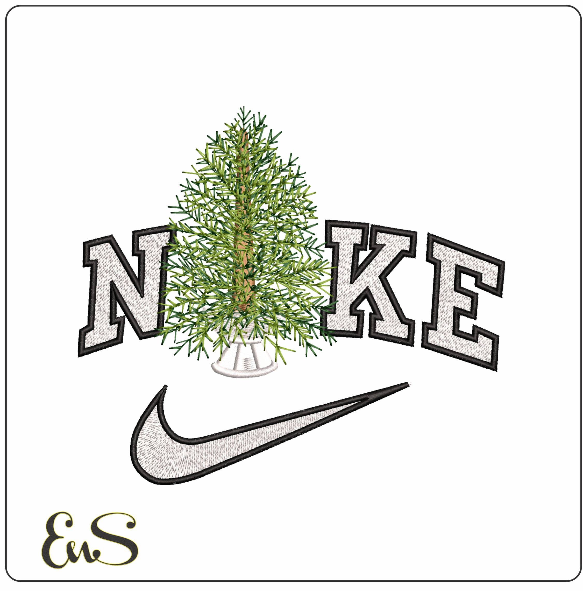 Nike Christmas Tree ready for decoration- Elegant embroidery design file - instant download