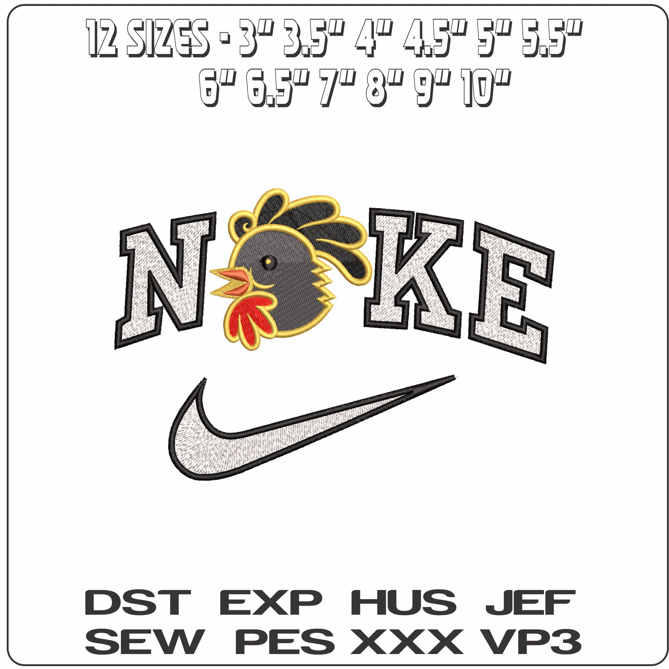 Nike Cockeral Head Basic- Elegant embroidery design file - instant download — view 2