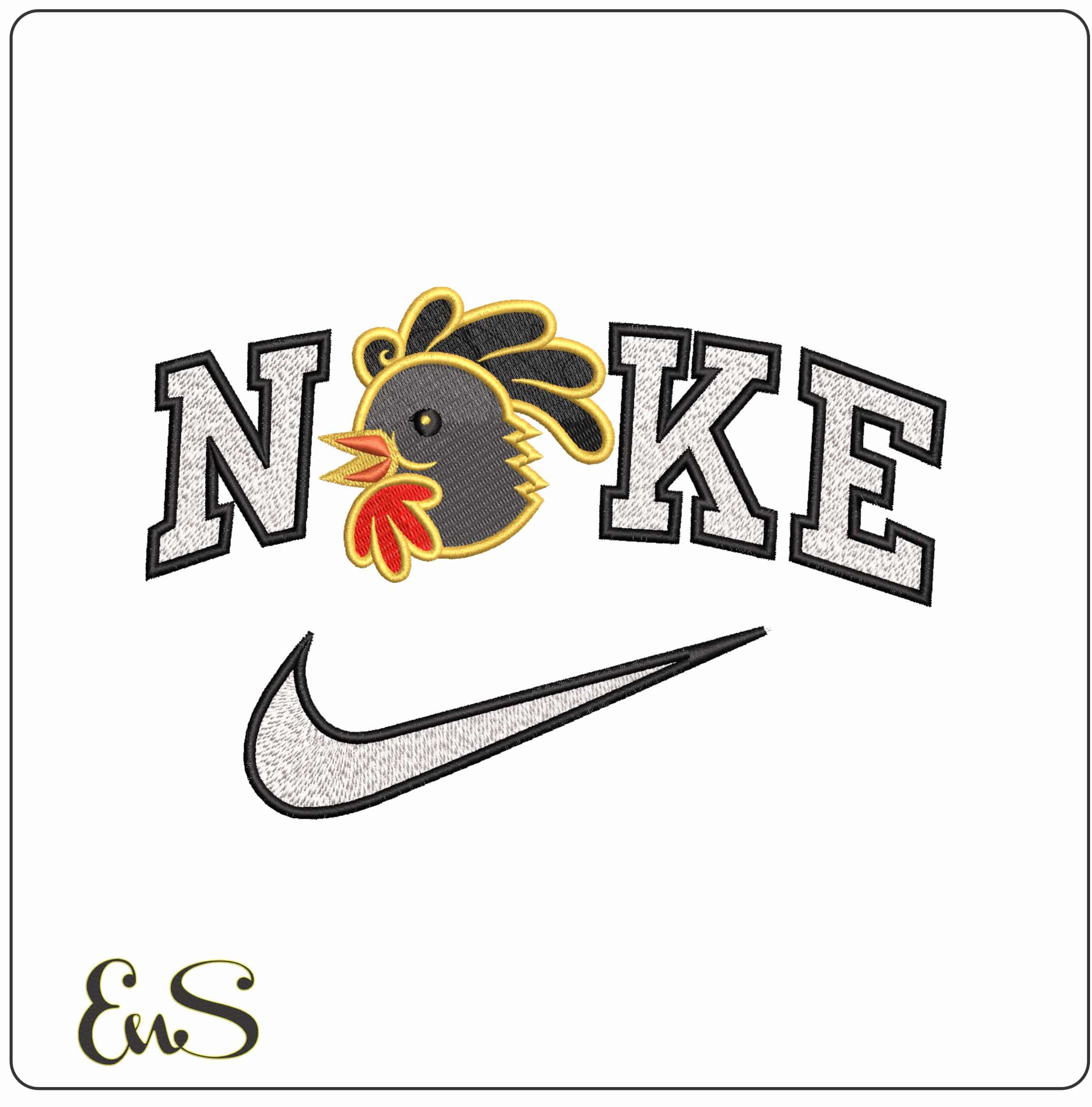 Nike Cockeral Head Basic- Elegant embroidery design file - instant download